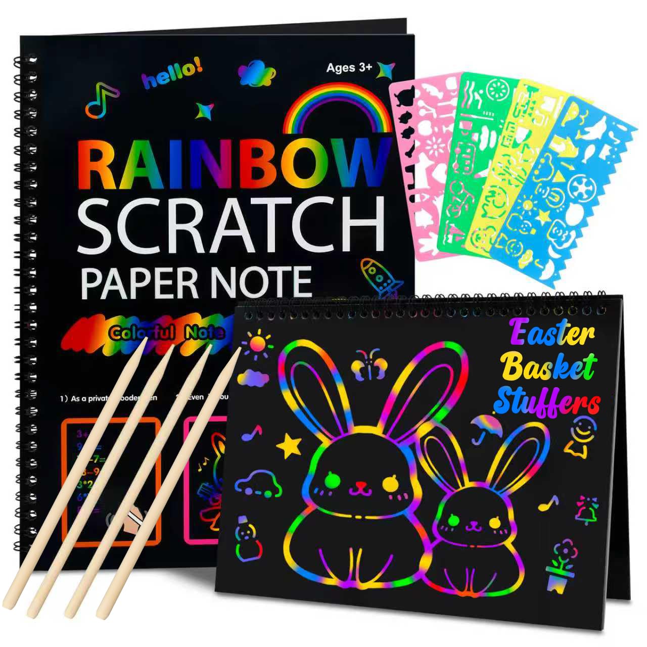 Cvvdycago Scratch Art Notebooks 2-Pack – Easter Basket Stuffers for Teens & Kids 3–12