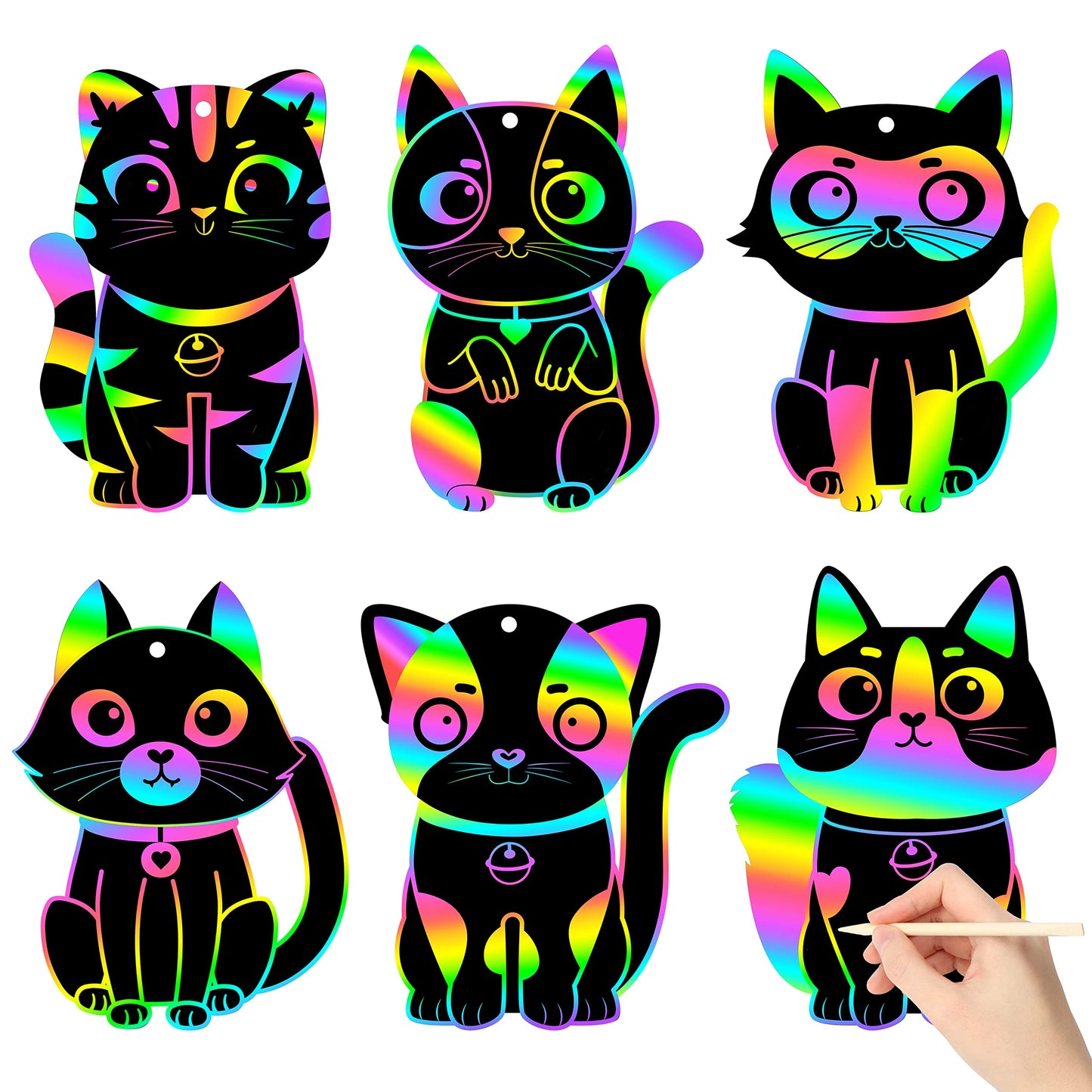 CY2SIDE 60PCS Cat Scratch Bookmarks — DIY Rainbow Color Craft Kit