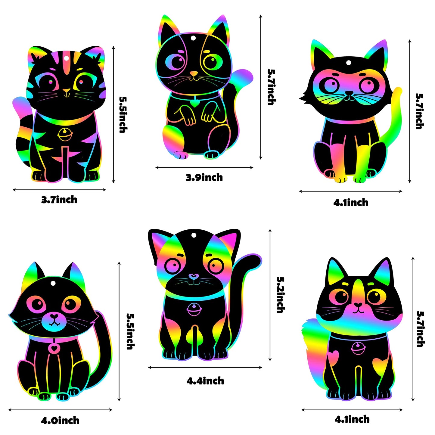 CY2SIDE 60PCS Cat Scratch Bookmarks — DIY Rainbow Color Craft Kit