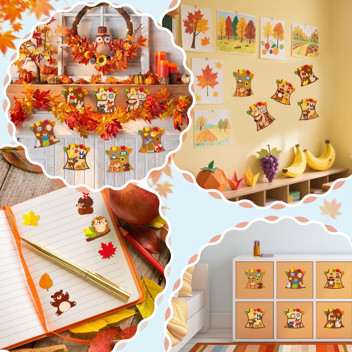 CY2SIDE Fall Woodland Animal Face Stickers – 40PCS Autumn Make-a-Face Kit for Kids, Classroom & Home Projects