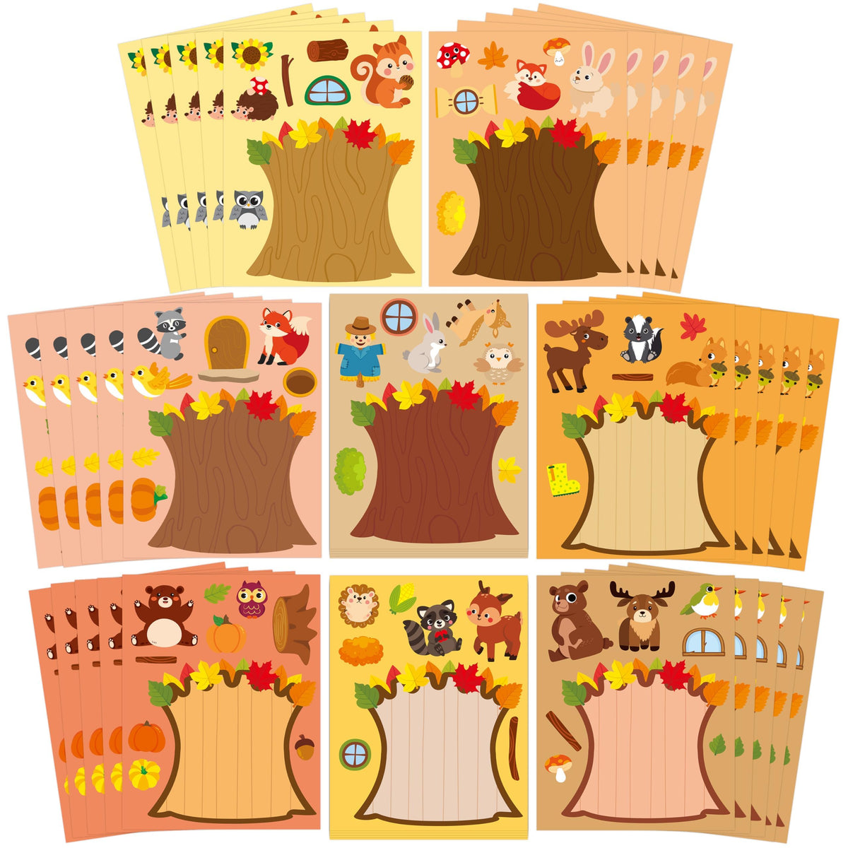 CY2SIDE Fall Woodland Animal Face Stickers – 40PCS Autumn Make-a-Face Kit for Kids, Classroom & Home Projects