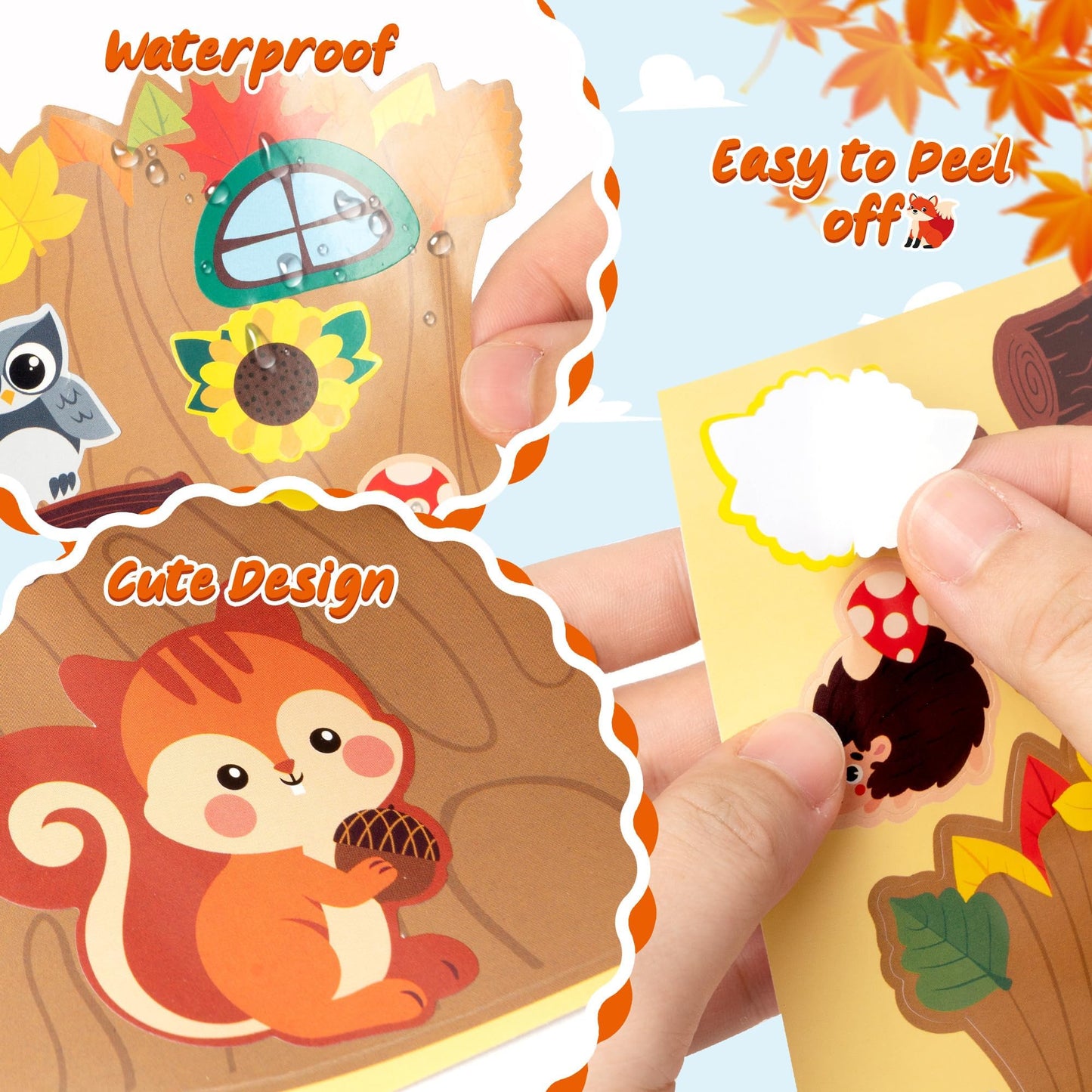 CY2SIDE Fall Woodland Animal Face Stickers – 40PCS Autumn Make-a-Face Kit for Kids, Classroom & Home Projects