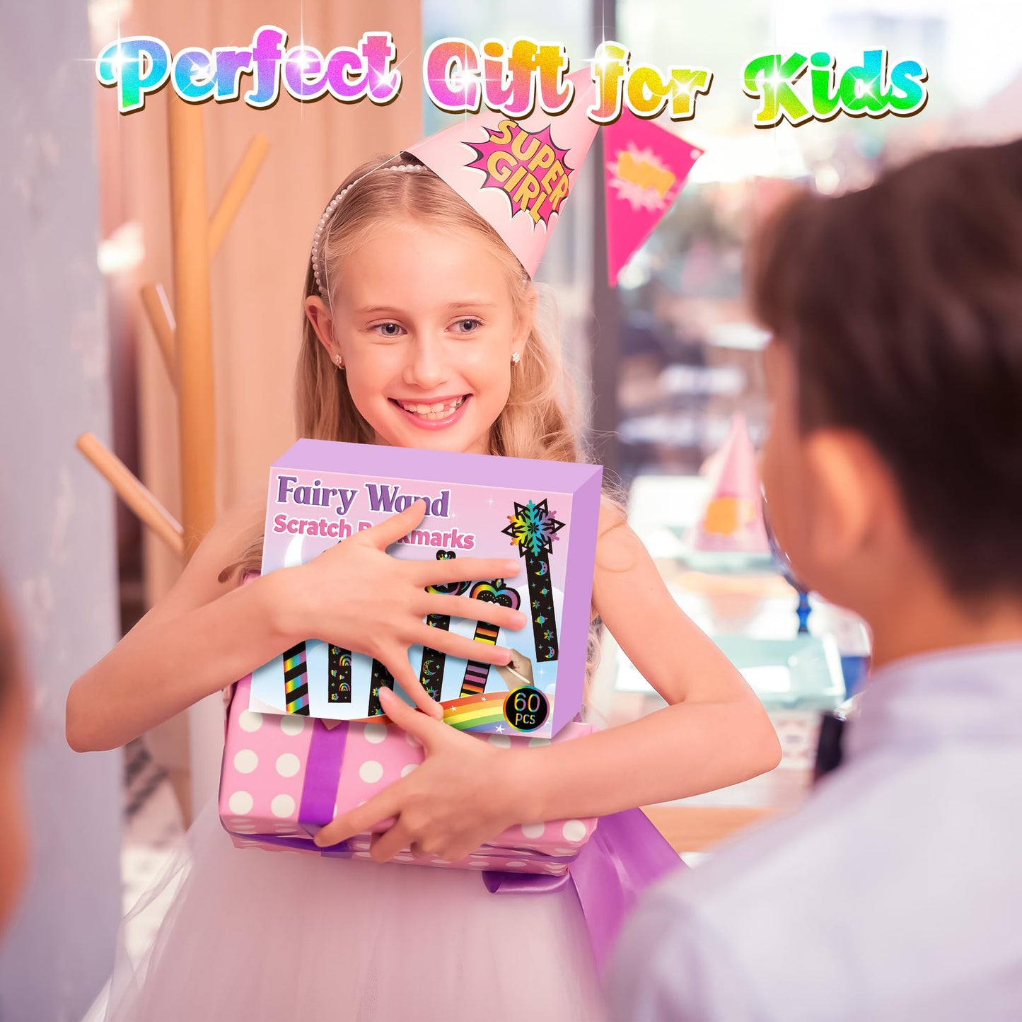 CY2SIDE 60PCS Princess Fairy Wand Scratch Bookmarks — DIY Rainbow Crafts for Kids