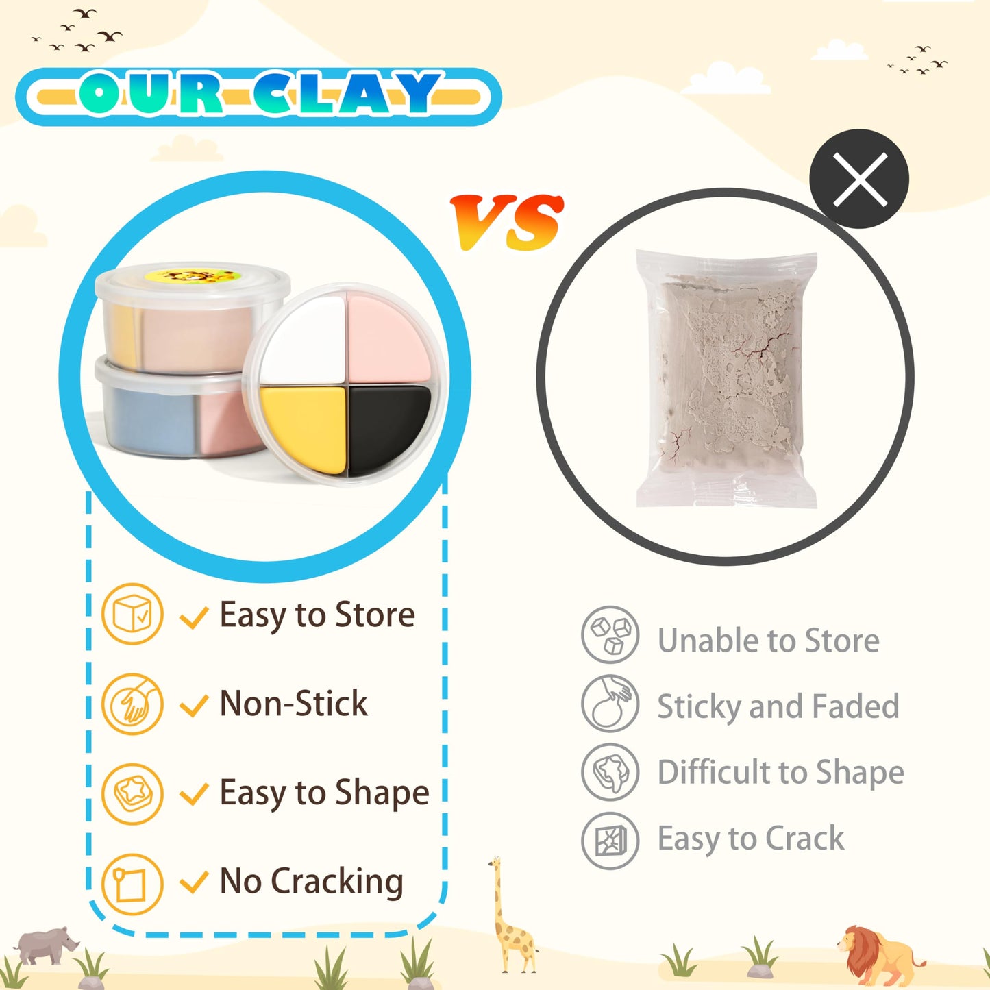 CyAJM Air Dry Clay Kits - 12-Box Animal Theme DIY Craft Set for Kids