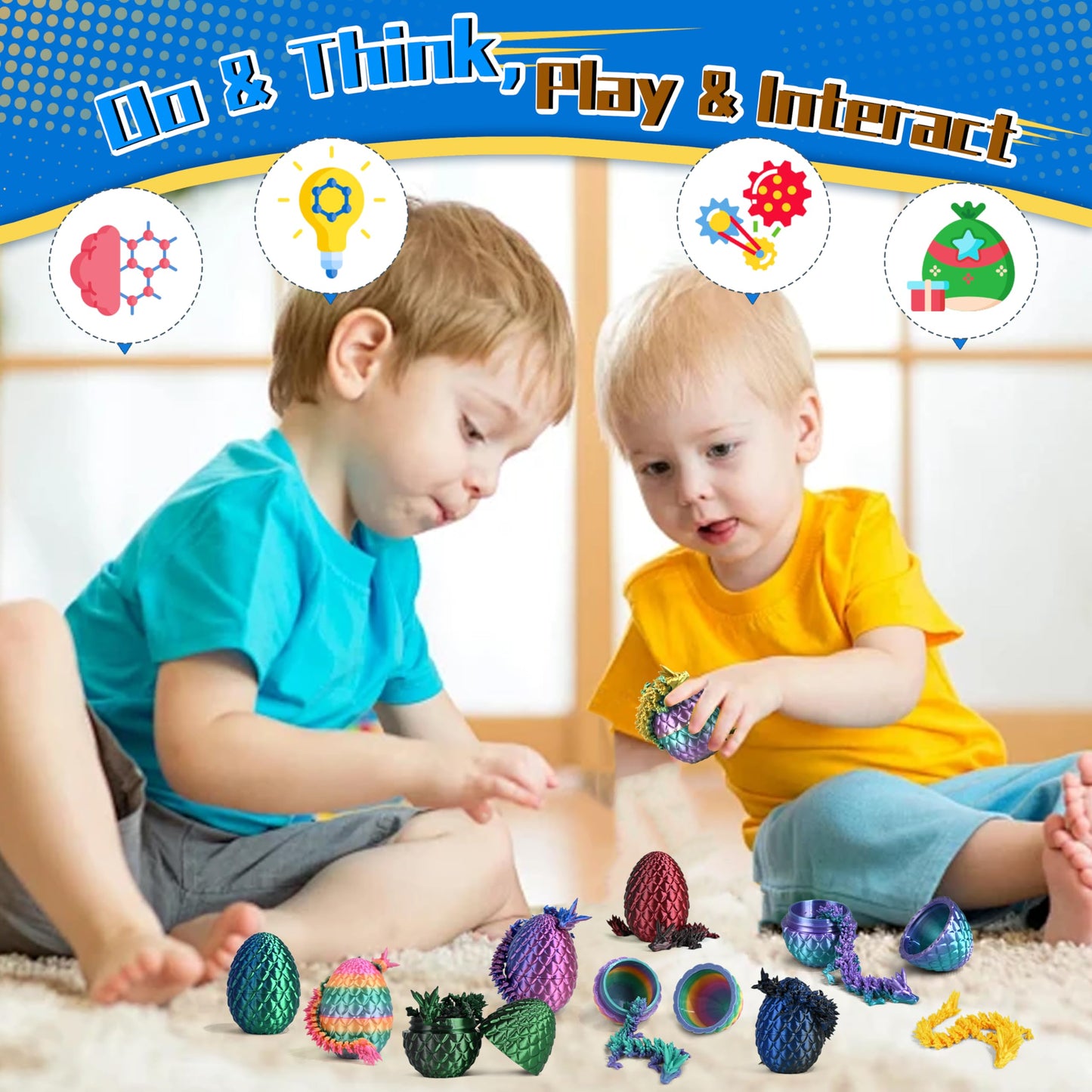 Cybermaker 24-Piece 3D Printed Dragon Eggs – Vibrant Collectibles & Easter Favors