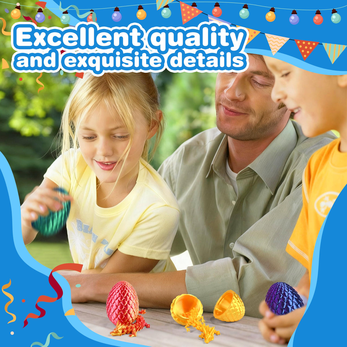 Cybermaker 8pc 3D Printed Dragon Egg Toys – Articulated Crystal Dragons for Kids