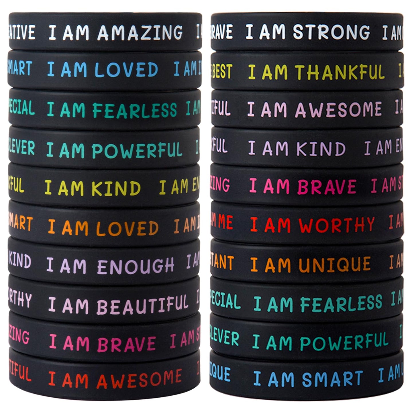 CYCLUSIVE 20-Piece Inspirational Wristbands for Students | Motivational Silicone Bracelets