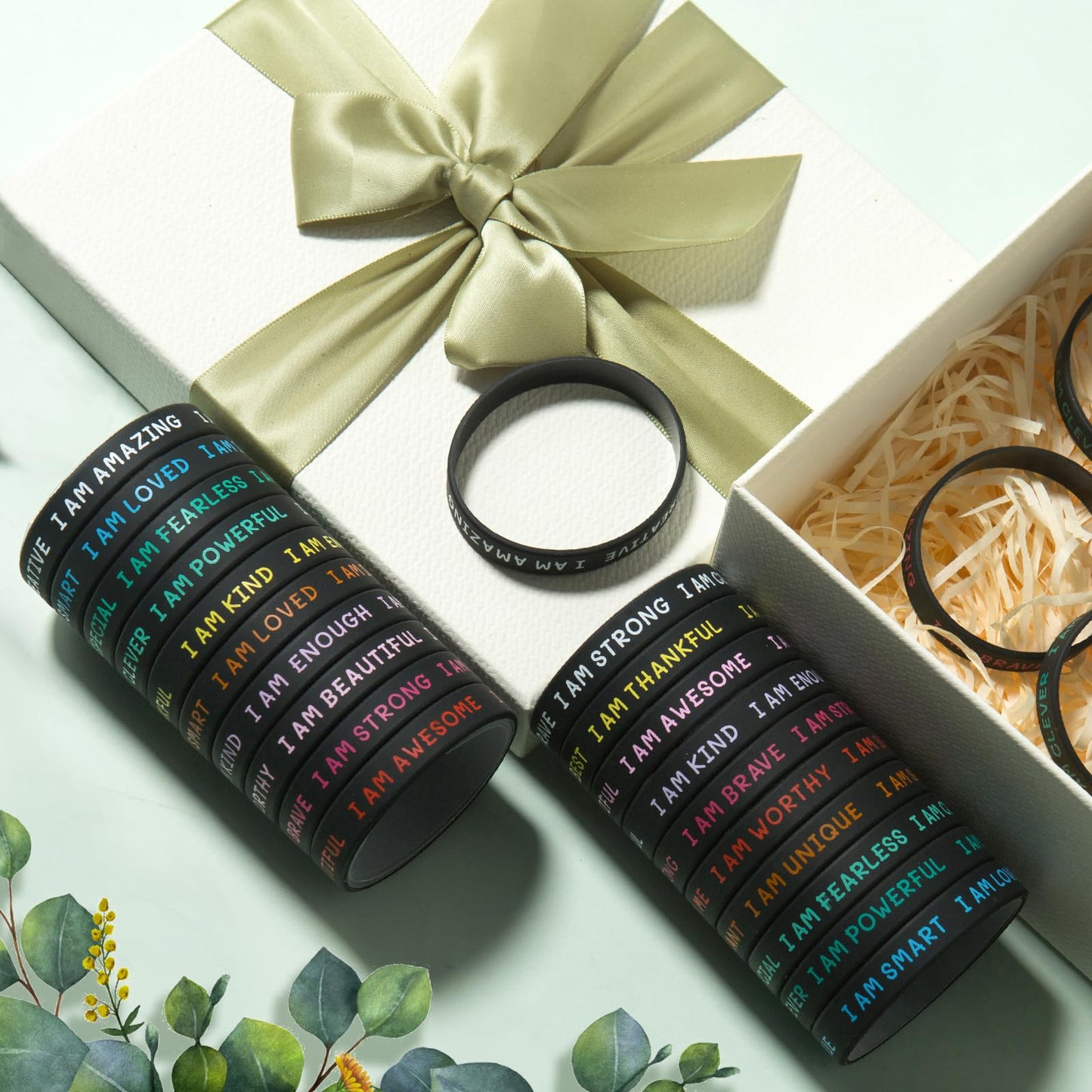 CYCLUSIVE 20-Piece Inspirational Wristbands for Students | Motivational Silicone Bracelets