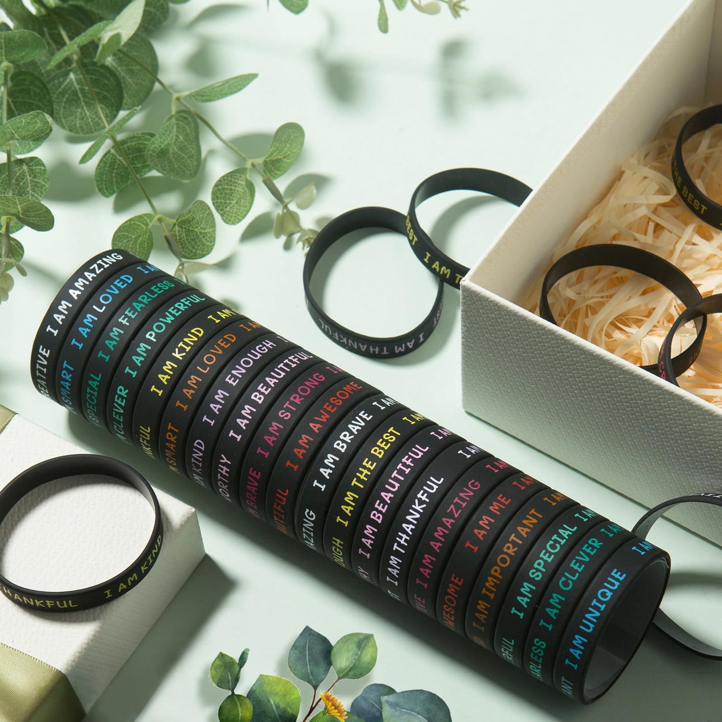 CYCLUSIVE 20-Piece Inspirational Wristbands for Students | Motivational Silicone Bracelets