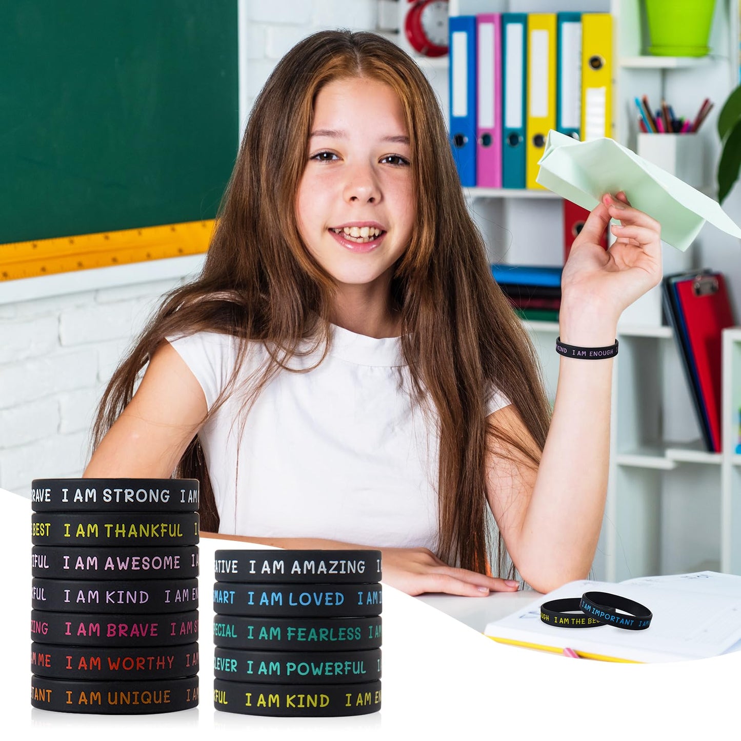 CYCLUSIVE 20-Piece Inspirational Wristbands for Students | Motivational Silicone Bracelets