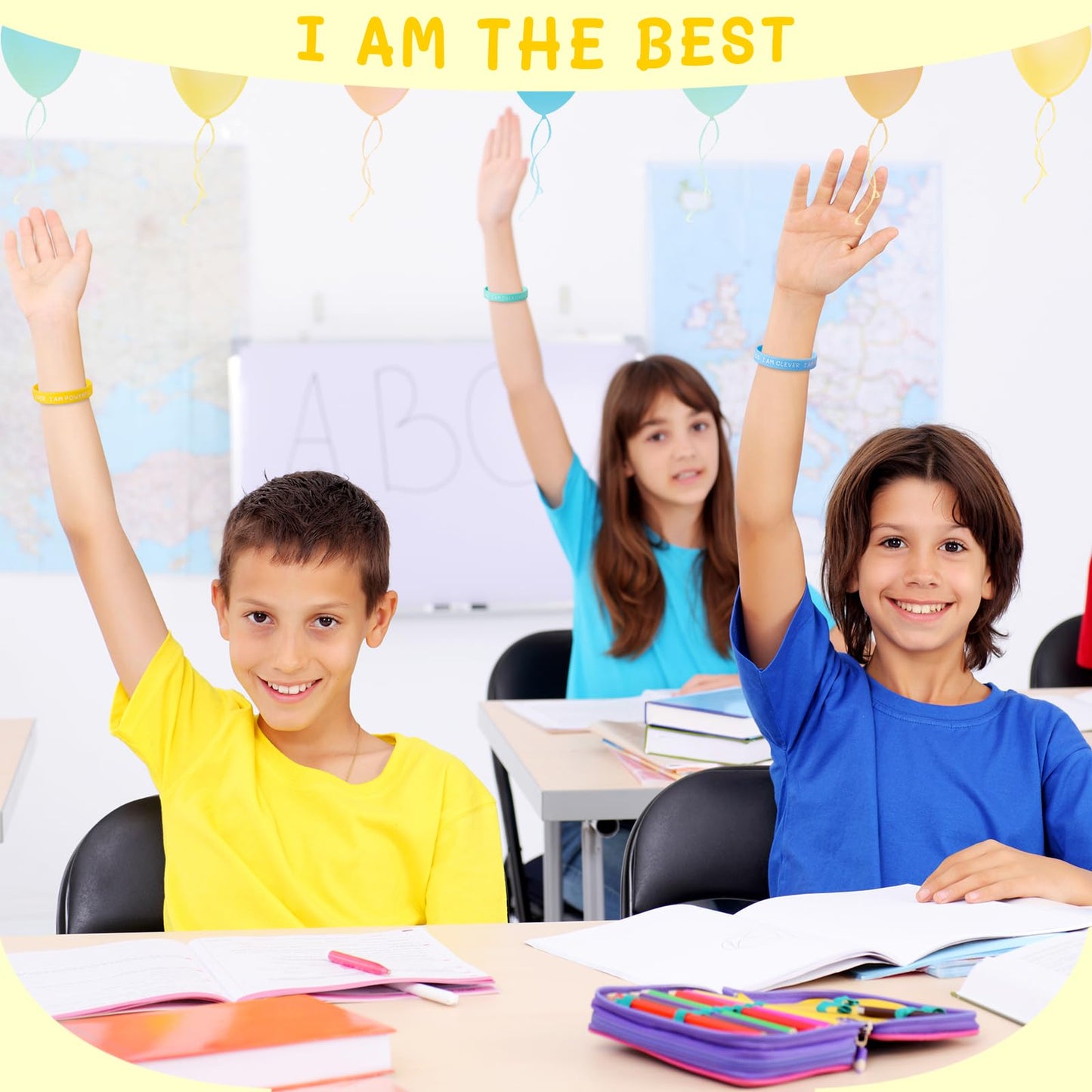 CYCLUSIVE 20-Piece Inspirational Wristbands | Motivational Silicone Bracelets for Kids & Students