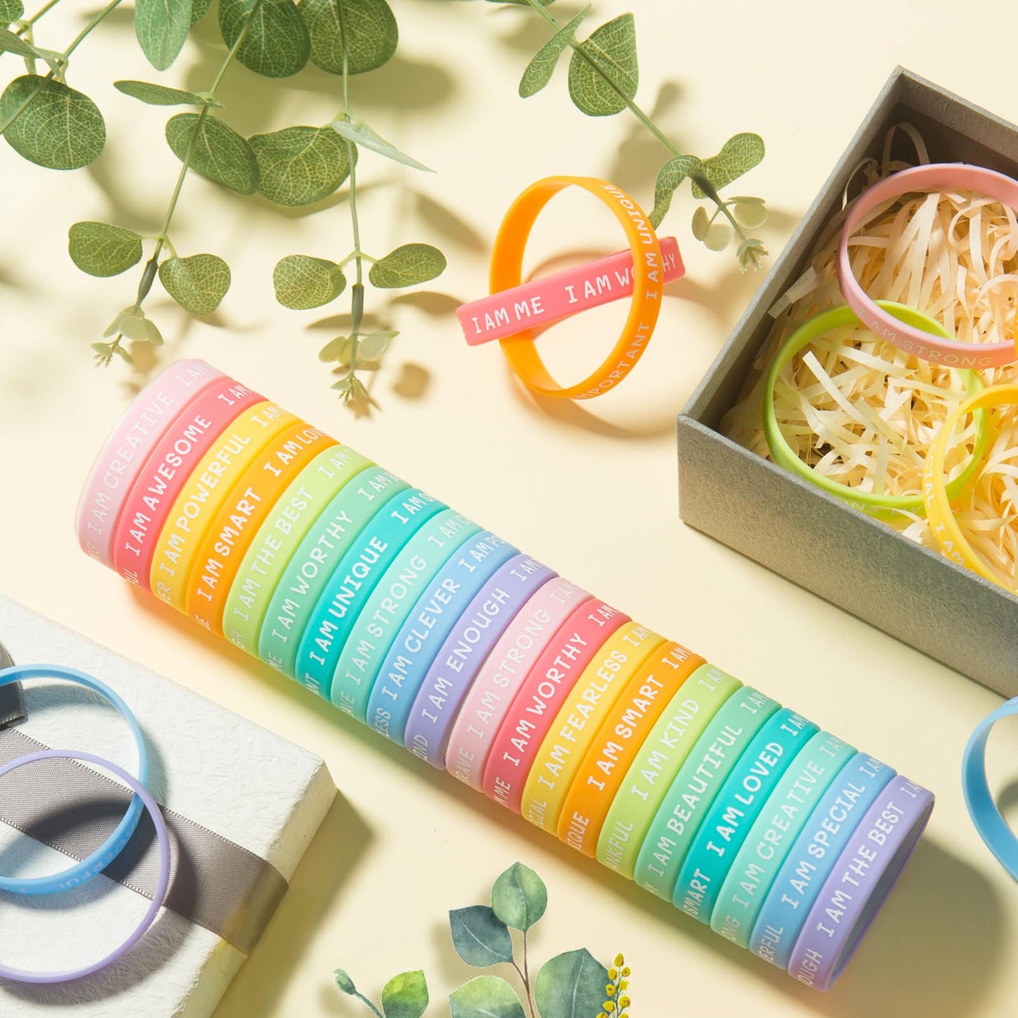 CYCLUSIVE 20-Piece Inspirational Wristbands | Motivational Silicone Bracelets for Kids & Students