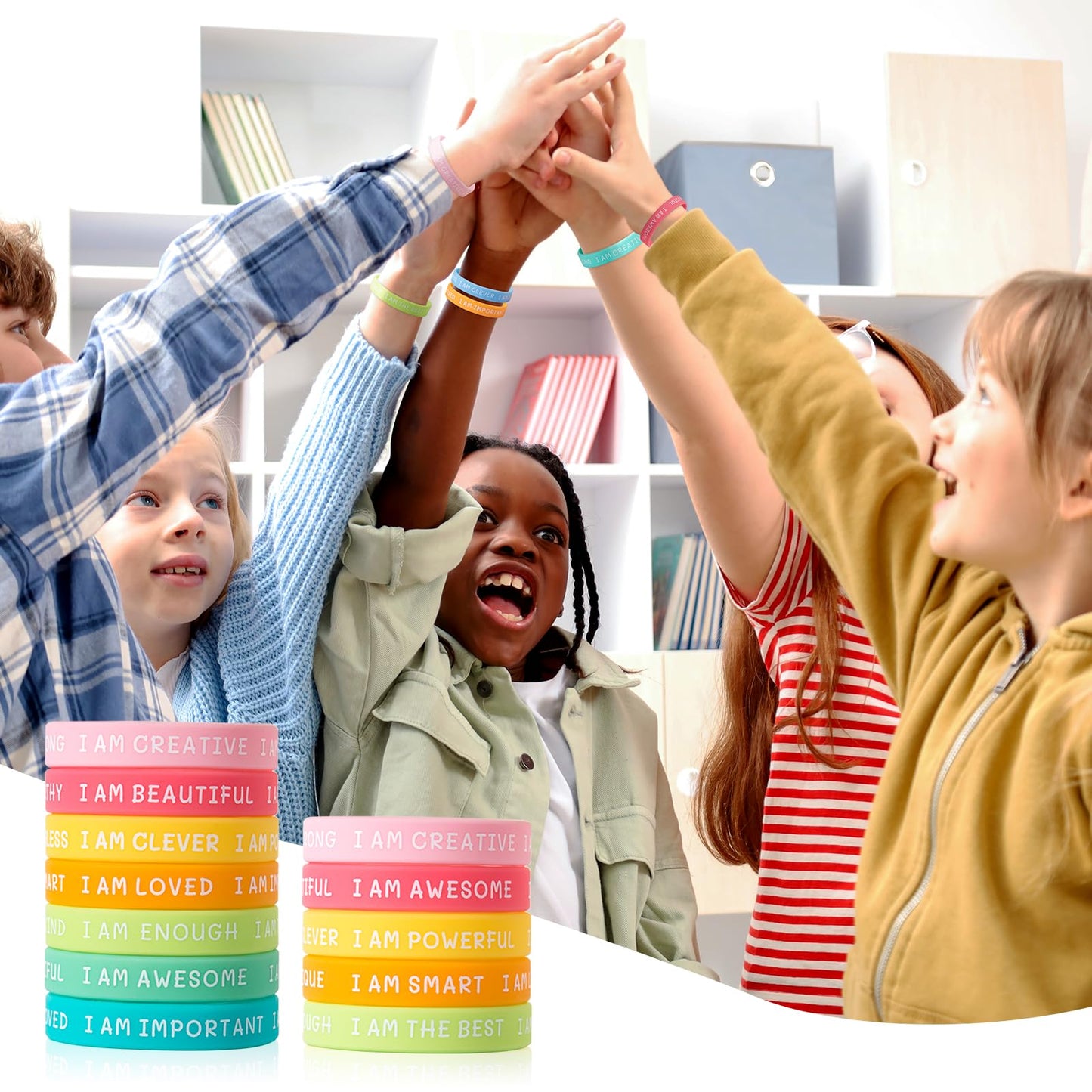 CYCLUSIVE 20-Piece Inspirational Wristbands | Motivational Silicone Bracelets for Kids & Students