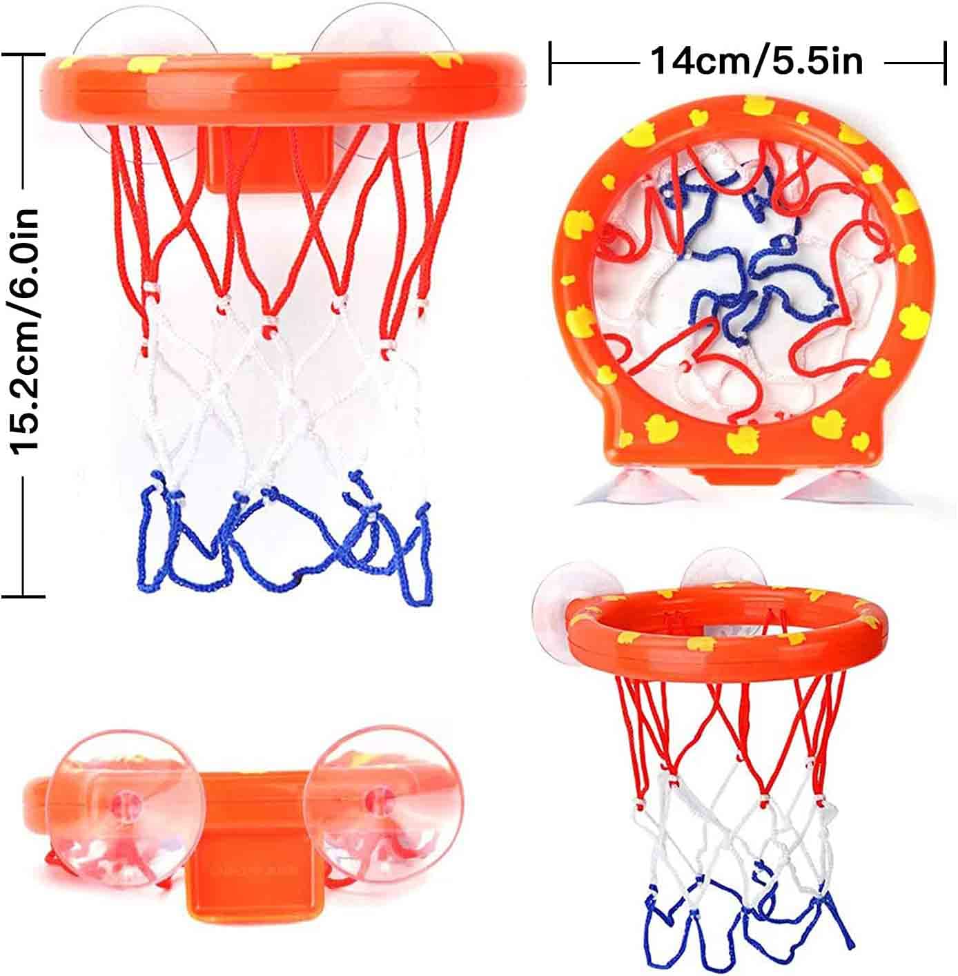Cyfie Bath Toys for Toddlers - Tub Basketball Hoop Set with 4 Balls (Ages 3-8)