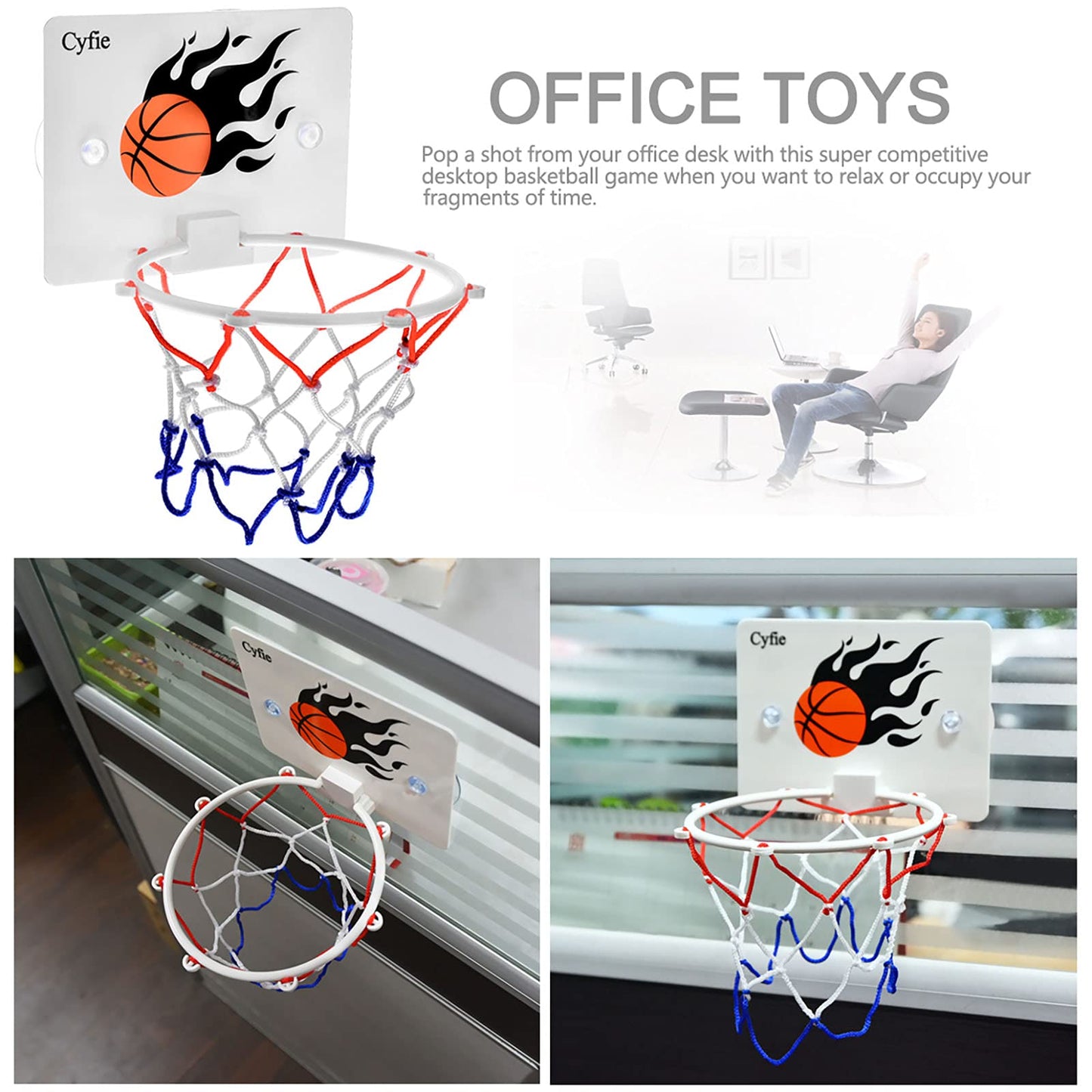 CYFIE Basketball Hoop Toddler Bath Toy | Suction Cup Bath Time Fun for Kids & Office Breaks