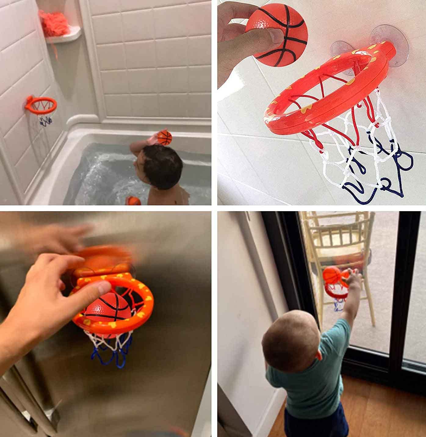 Cyfie Bath Toys for Toddlers - Tub Basketball Hoop Set with 4 Balls (Ages 3-8)