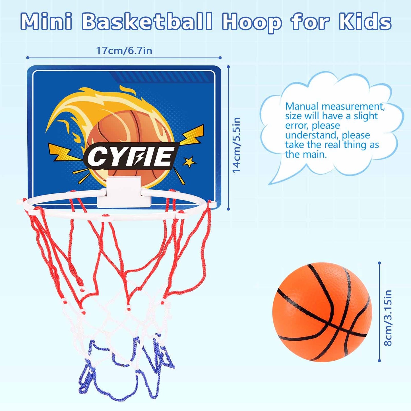 Cyfie Mini Basketball Hoop for Toddlers — Suction Cup Bath & Door Play