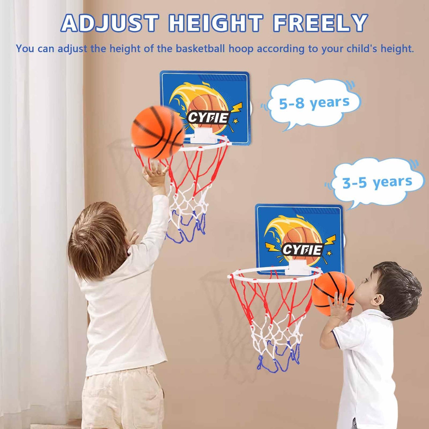 Cyfie Mini Basketball Hoop for Toddlers — Suction Cup Bath & Door Play