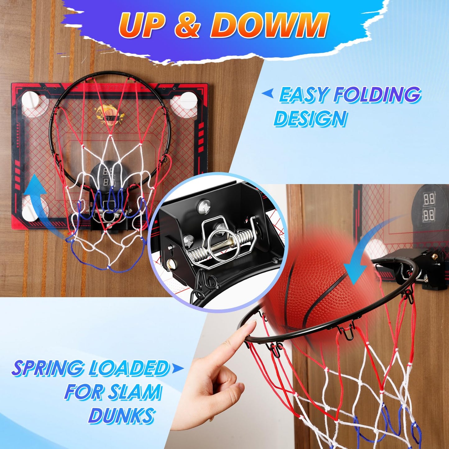 CYFIE Suction Cup Basketball Hoop – Indoor Mini Hoop with Scoreboard, 3 Balls, No-Drill Setup