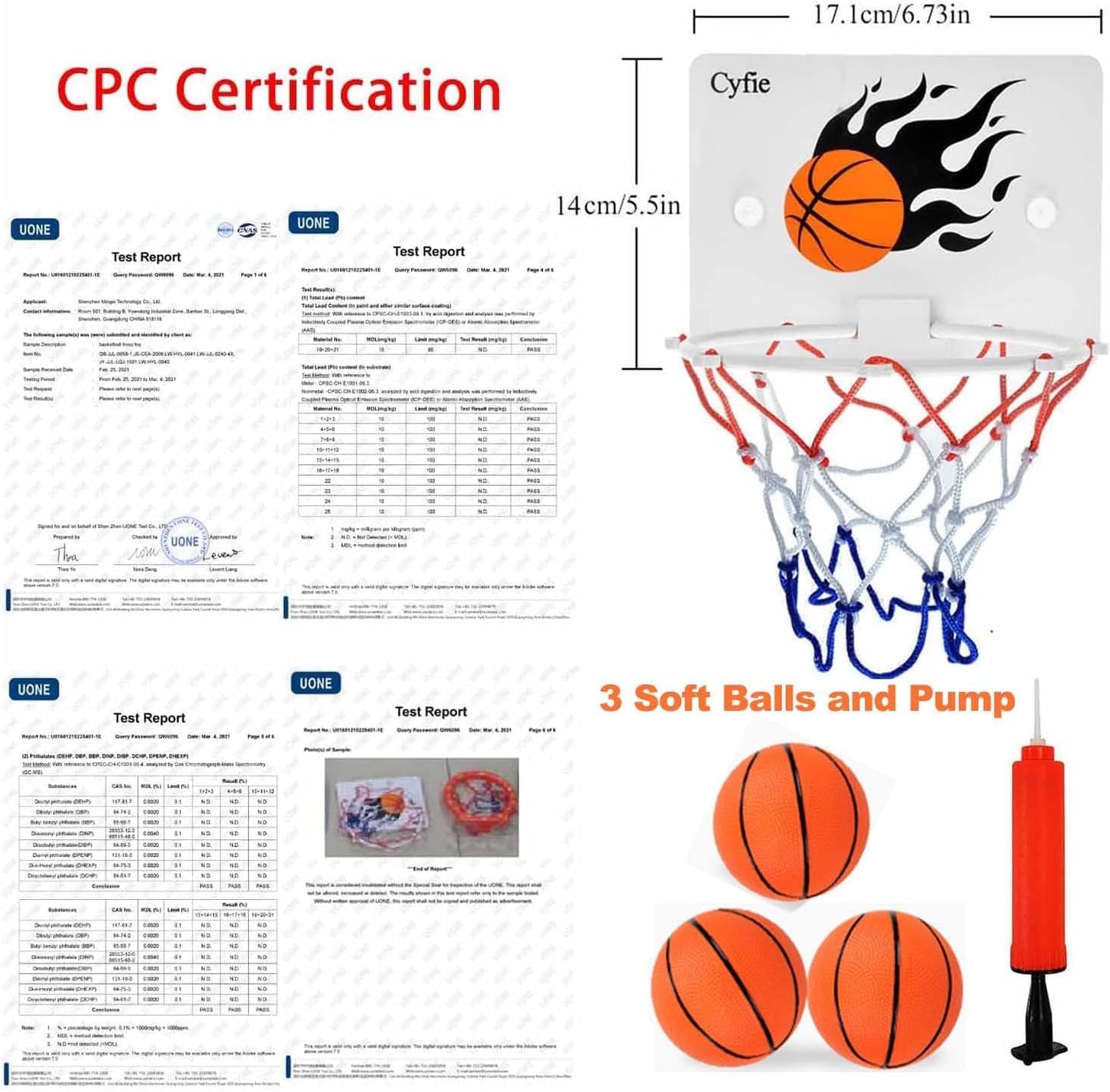 CYFIE Basketball Hoop Toddler Bath Toy | Suction Cup Bath Time Fun for Kids & Office Breaks