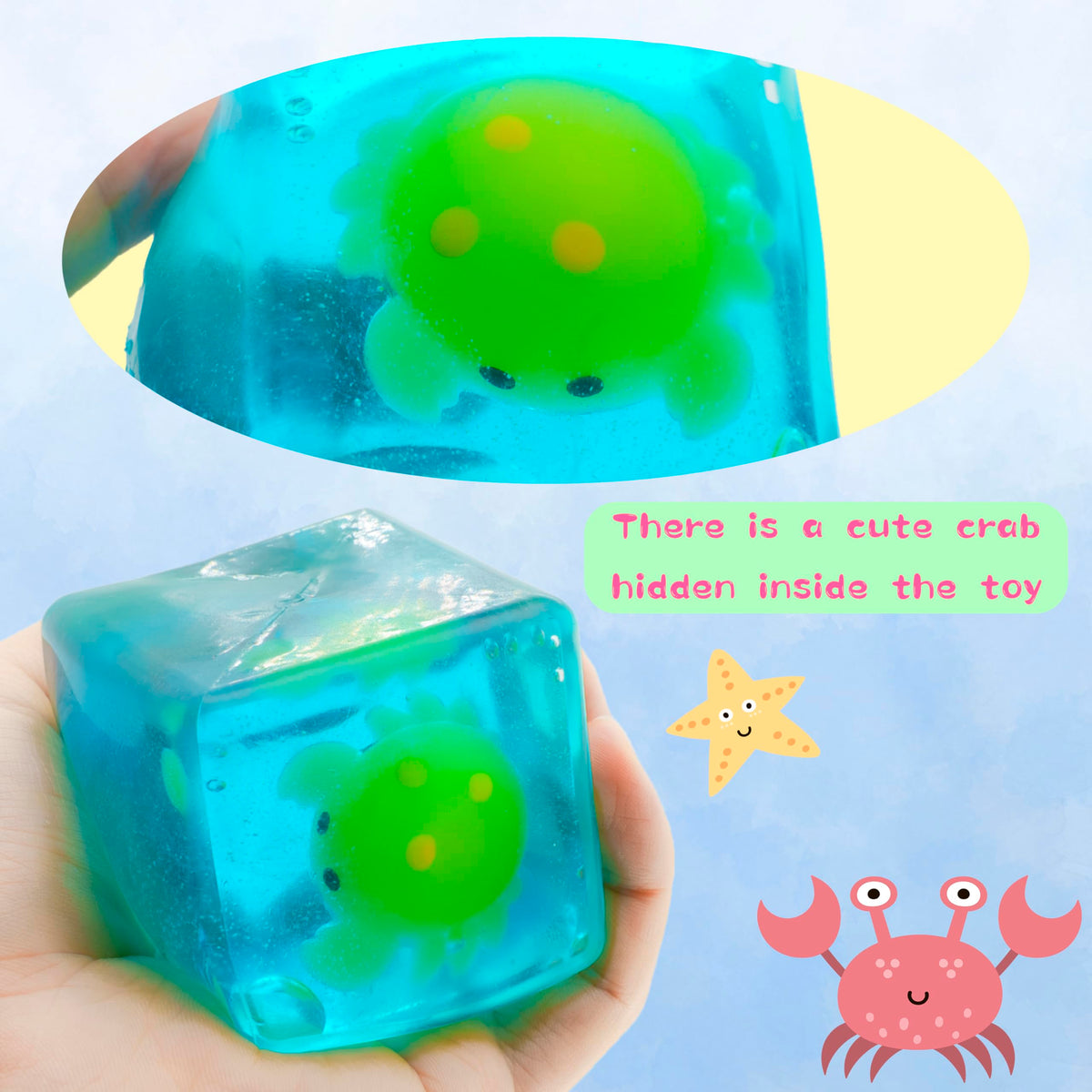 CYICTOY Fidget Squishy Stress Cube – Glow-in-the-Dark Crab Toy