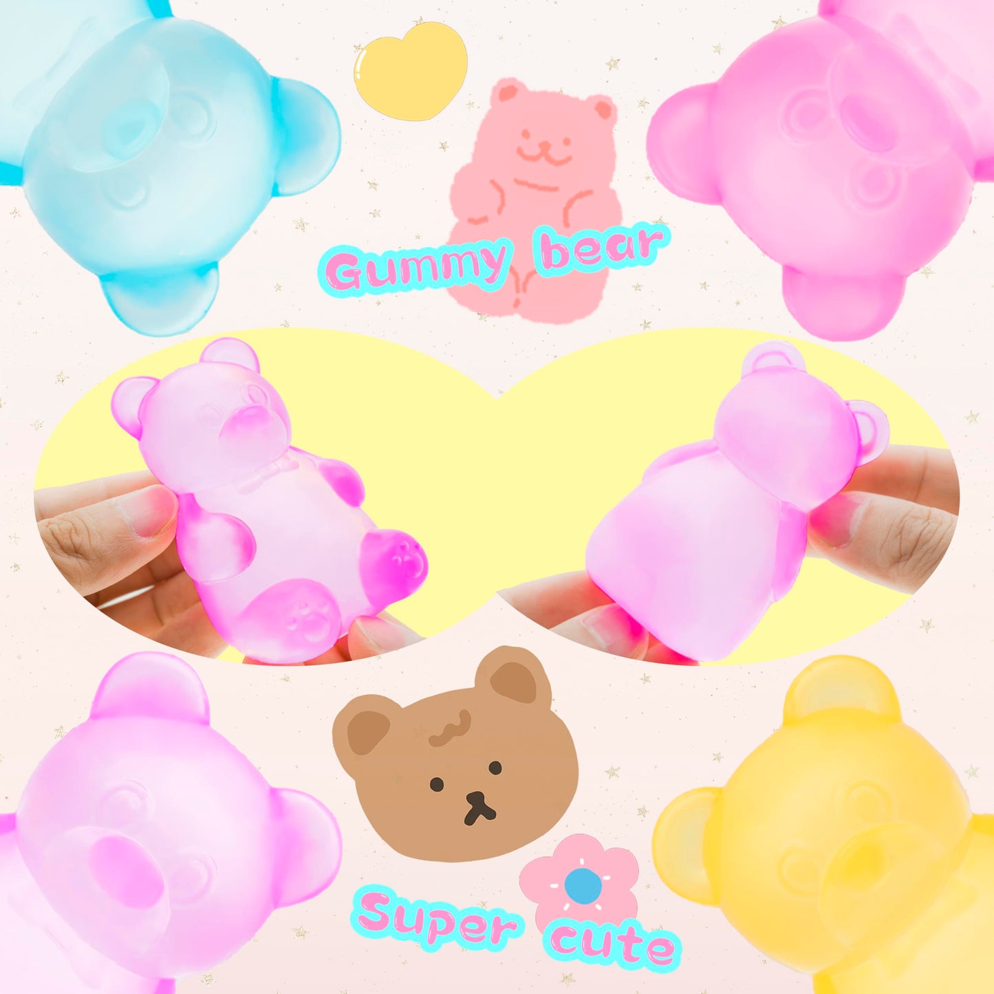 CYICTOY 2-Pack Gummy Bear Stress Toys – Ultra-Soft Squishy Balls for Focus