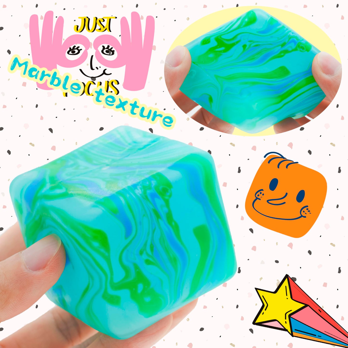 CYICTOY Fidget Toys Squishy Stress Cube – Ice Green 2.2-inch High-Density Squeeze Ball for Calming & Focus