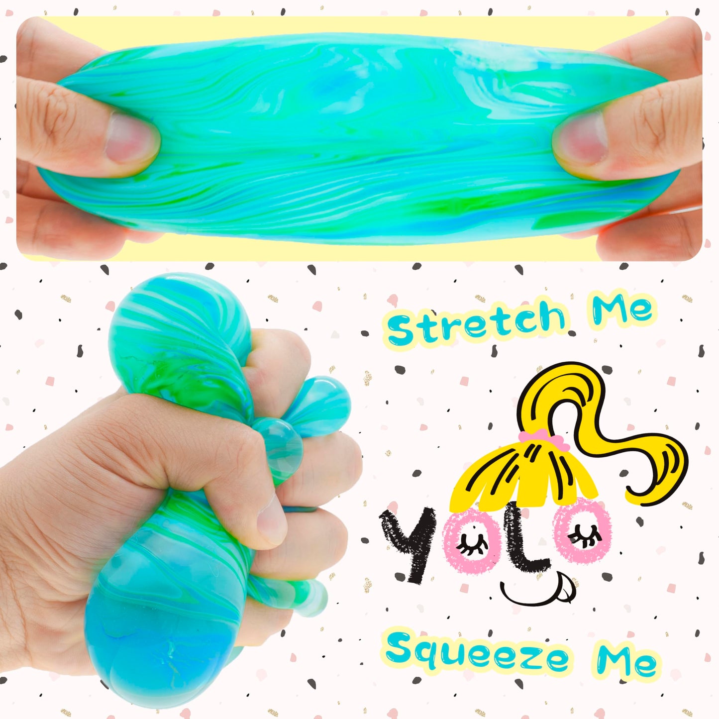 CYICTOY Fidget Toys Squishy Stress Cube – Ice Green 2.2-inch High-Density Squeeze Ball for Calming & Focus