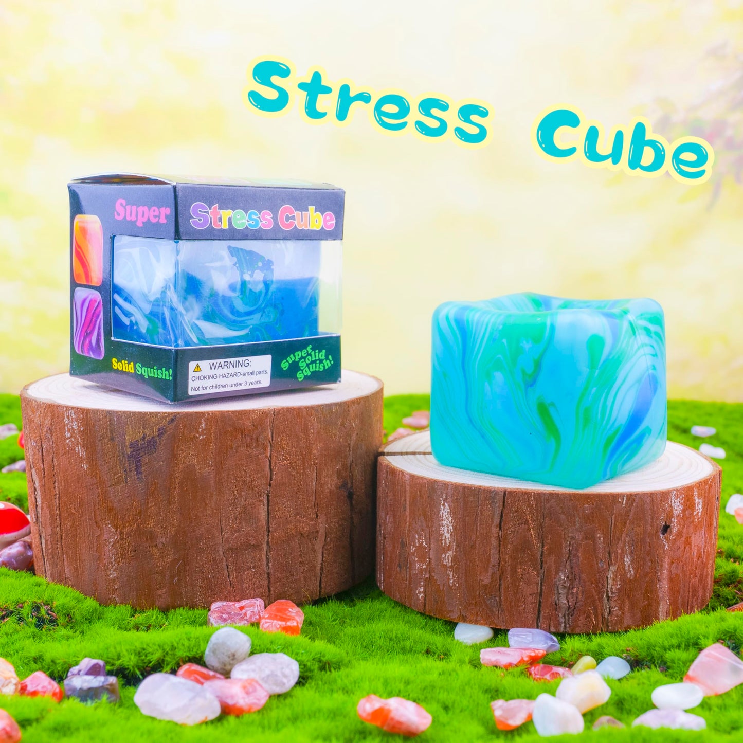 CYICTOY Fidget Toys Squishy Stress Cube – Ice Green 2.2-inch High-Density Squeeze Ball for Calming & Focus