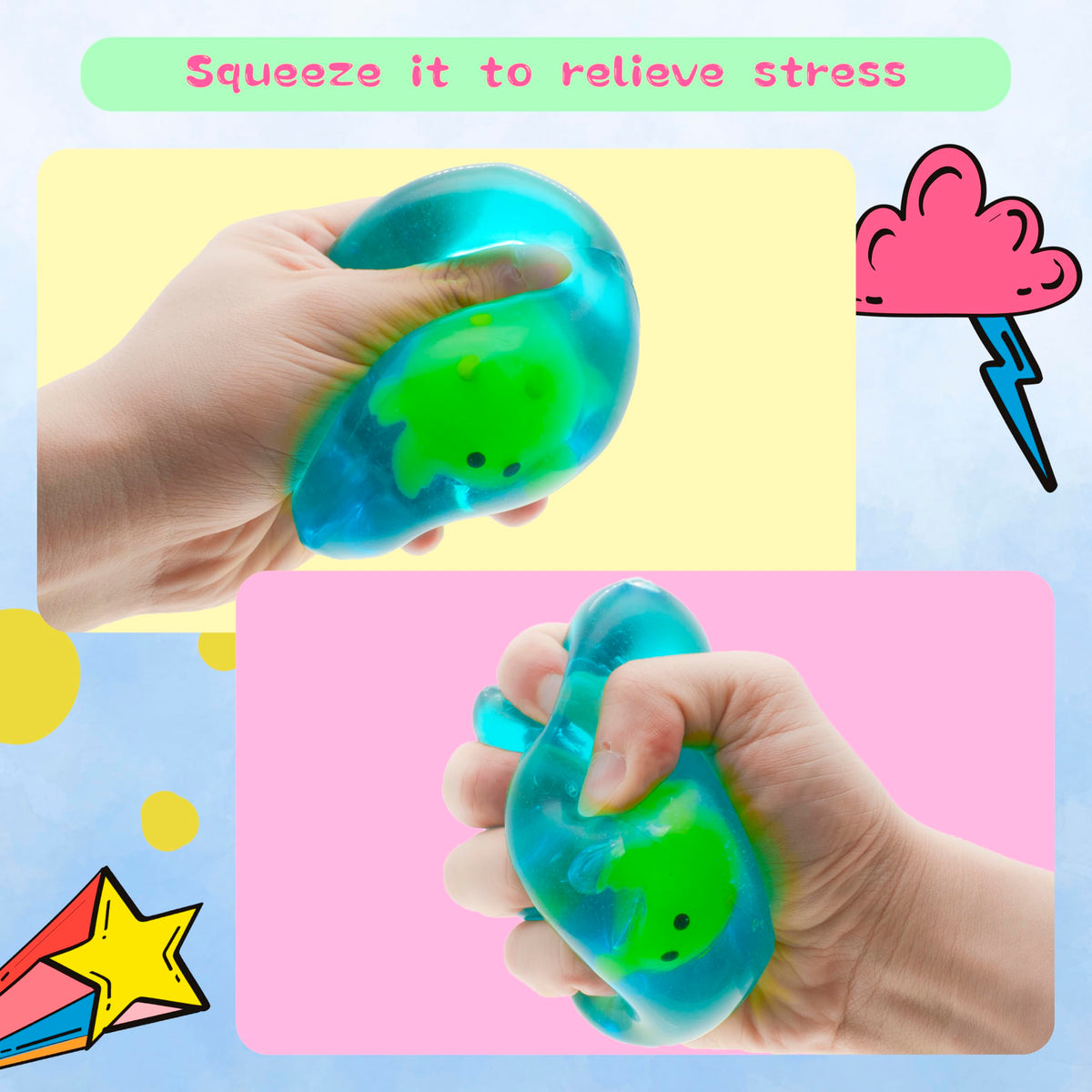 CYICTOY Fidget Squishy Stress Cube – Glow-in-the-Dark Crab Toy
