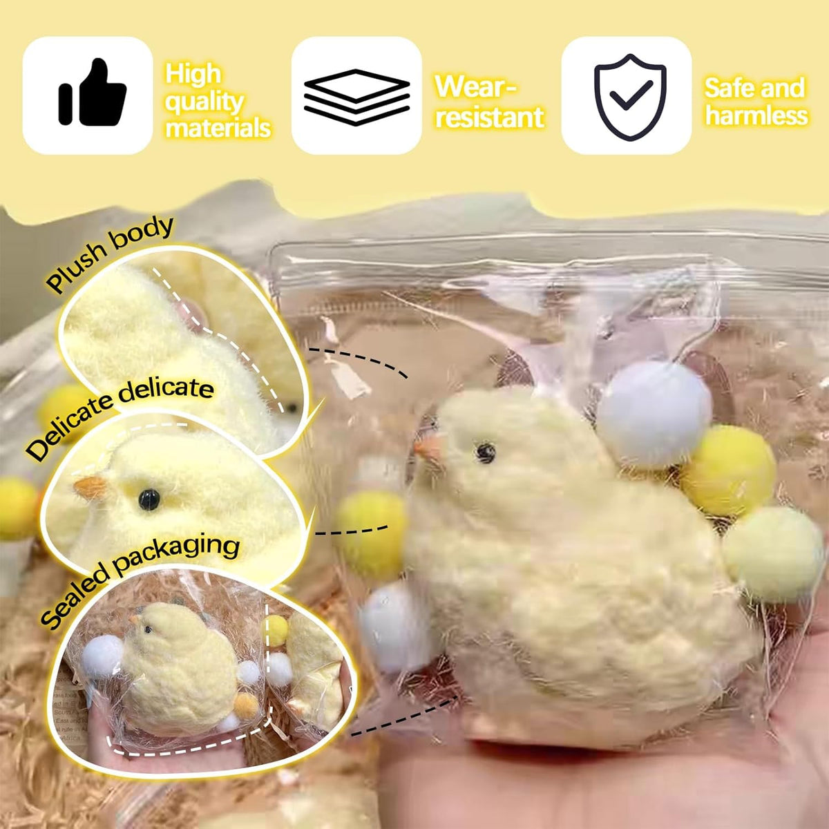 CYICTOY Animal Chick Squeeze Toy – Handmade Taba Squishy Chick, Ultra Soft, Non-Toxic, Portable 2W x 2.5L x 2.5H