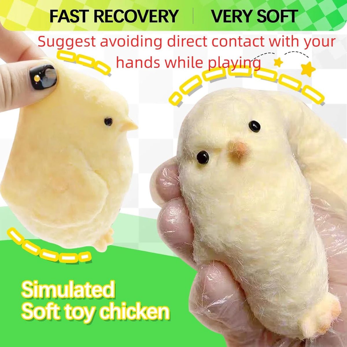 CYICTOY Animal Chick Squeeze Toy – Handmade Taba Squishy Chick, Ultra Soft, Non-Toxic, Portable 2W x 2.5L x 2.5H