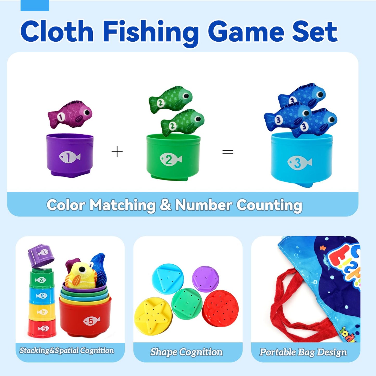 Cylazo Count Learning Montessori Fishing Game for Toddlers (1-3 Years)