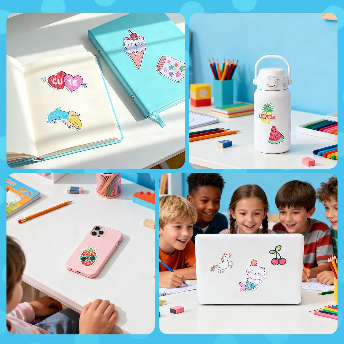 Cymbana 5D Diamond Stickers Kit – 25 Diamonds, 19 Dotz, Unicorn Mermaid Cat