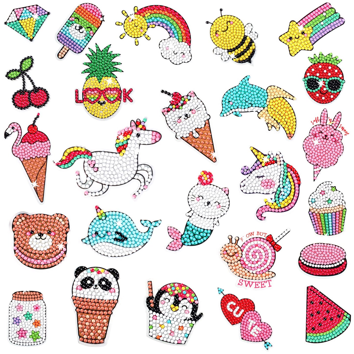 Cymbana 5D Diamond Stickers Kit – 25 Diamonds, 19 Dotz, Unicorn Mermaid Cat