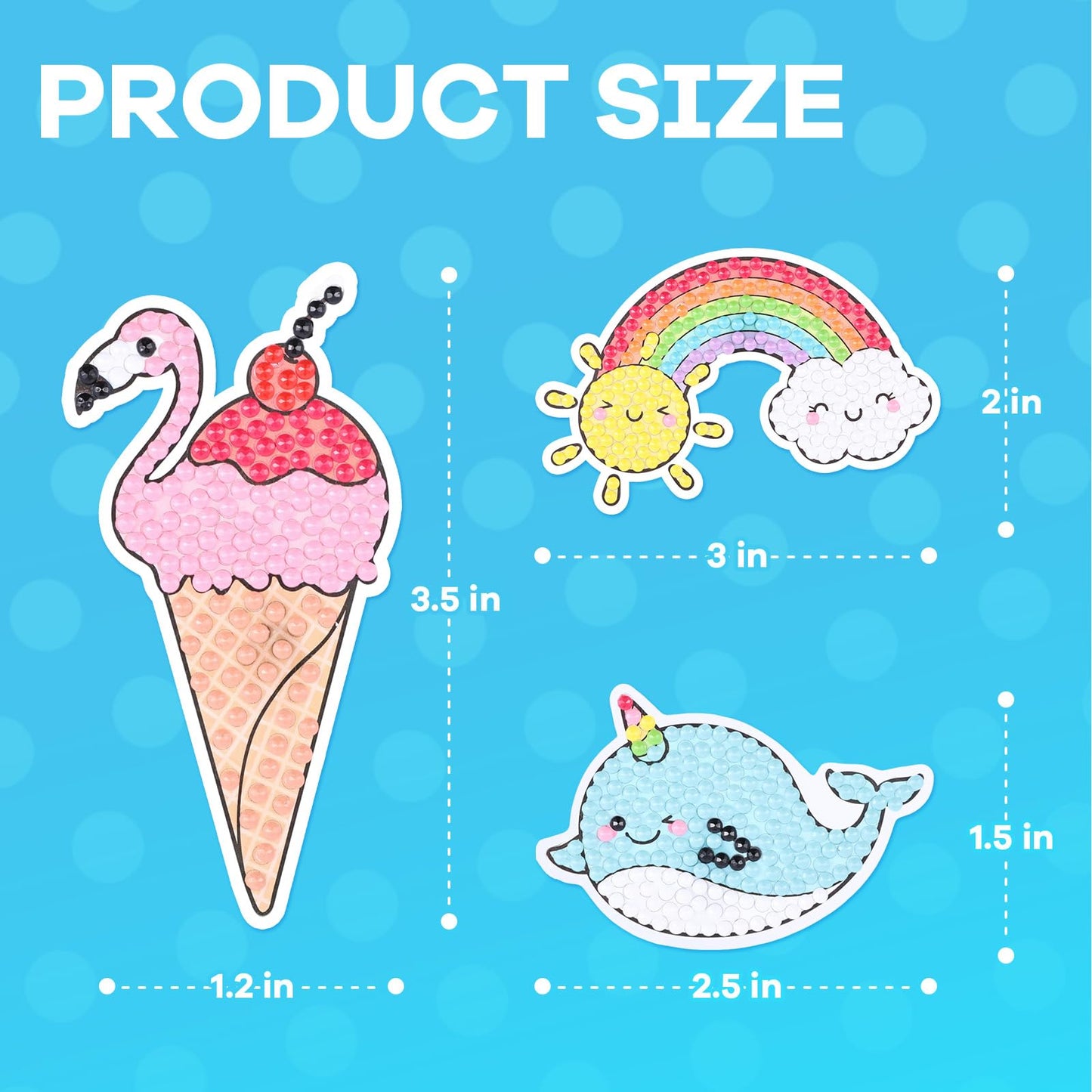 Cymbana 5D Diamond Stickers Kit – 25 Diamonds, 19 Dotz, Unicorn Mermaid Cat