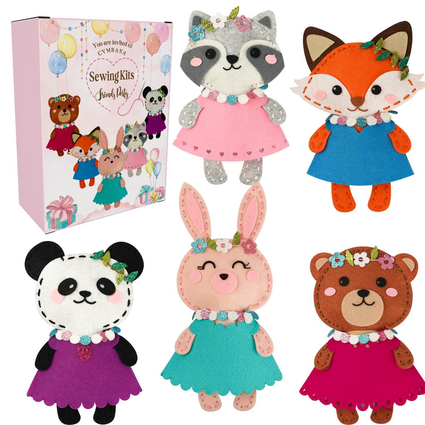 Cymbana Kid Sewing Craft Kit — Learn to Sew 5 Animal Friends