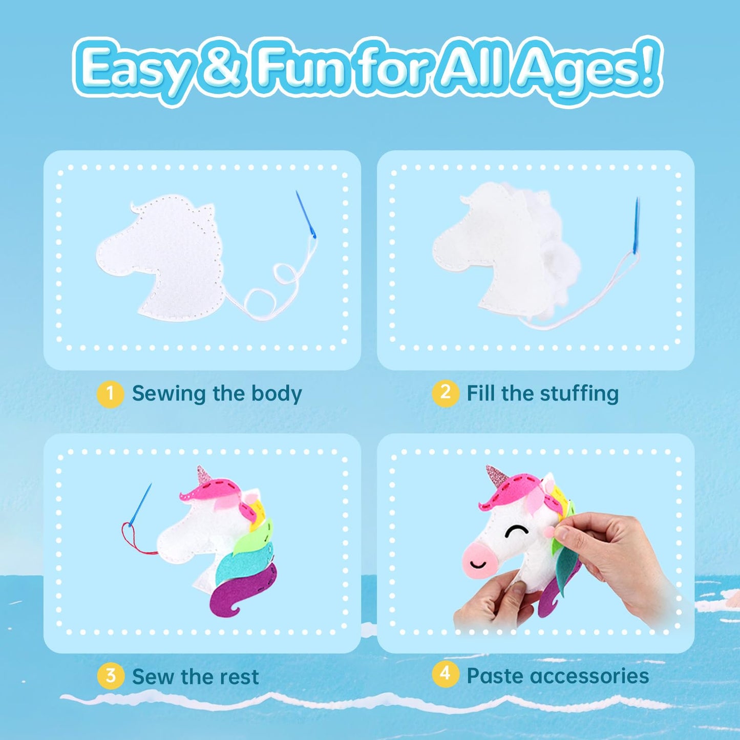 Cymbana Kids Sewing Kit – Create 5 Felt Plush Friends (Beginner Craft for 6+)