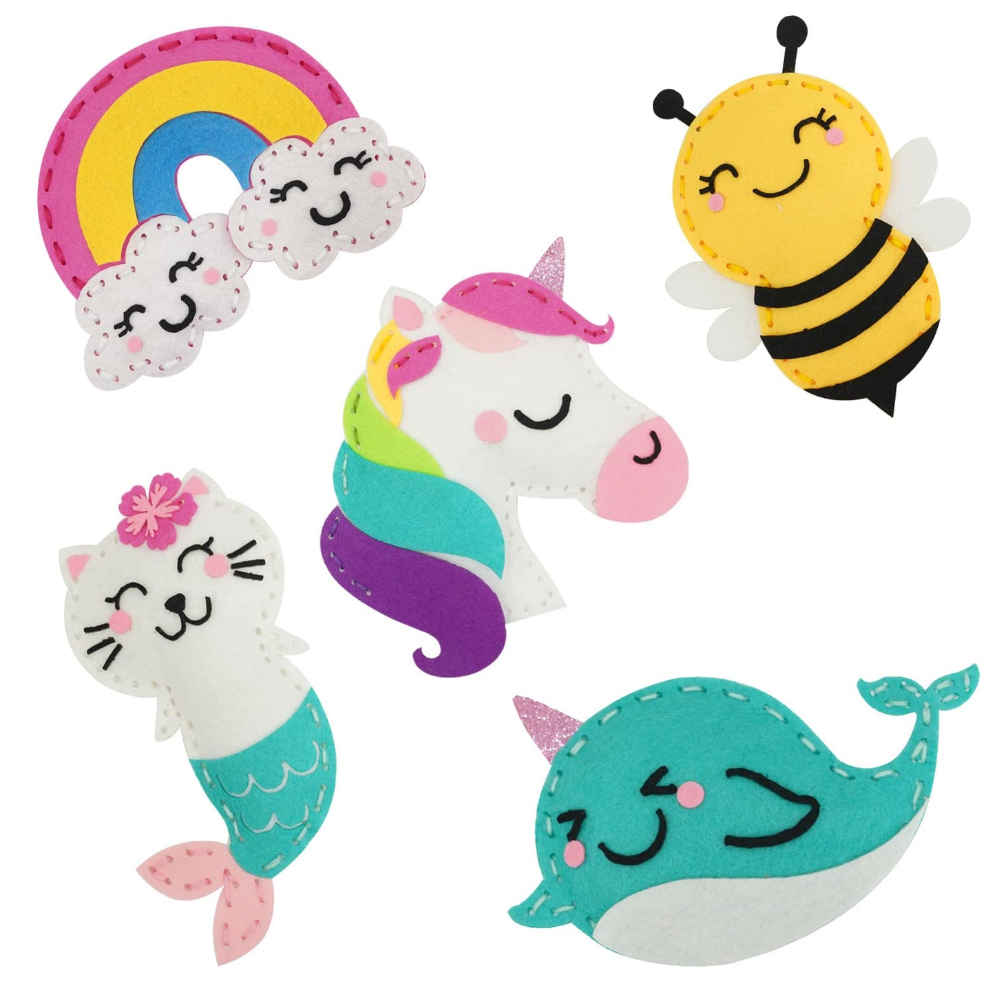 Cymbana Kids Sewing Kit – Create 5 Felt Plush Friends (Beginner Craft for 6+)