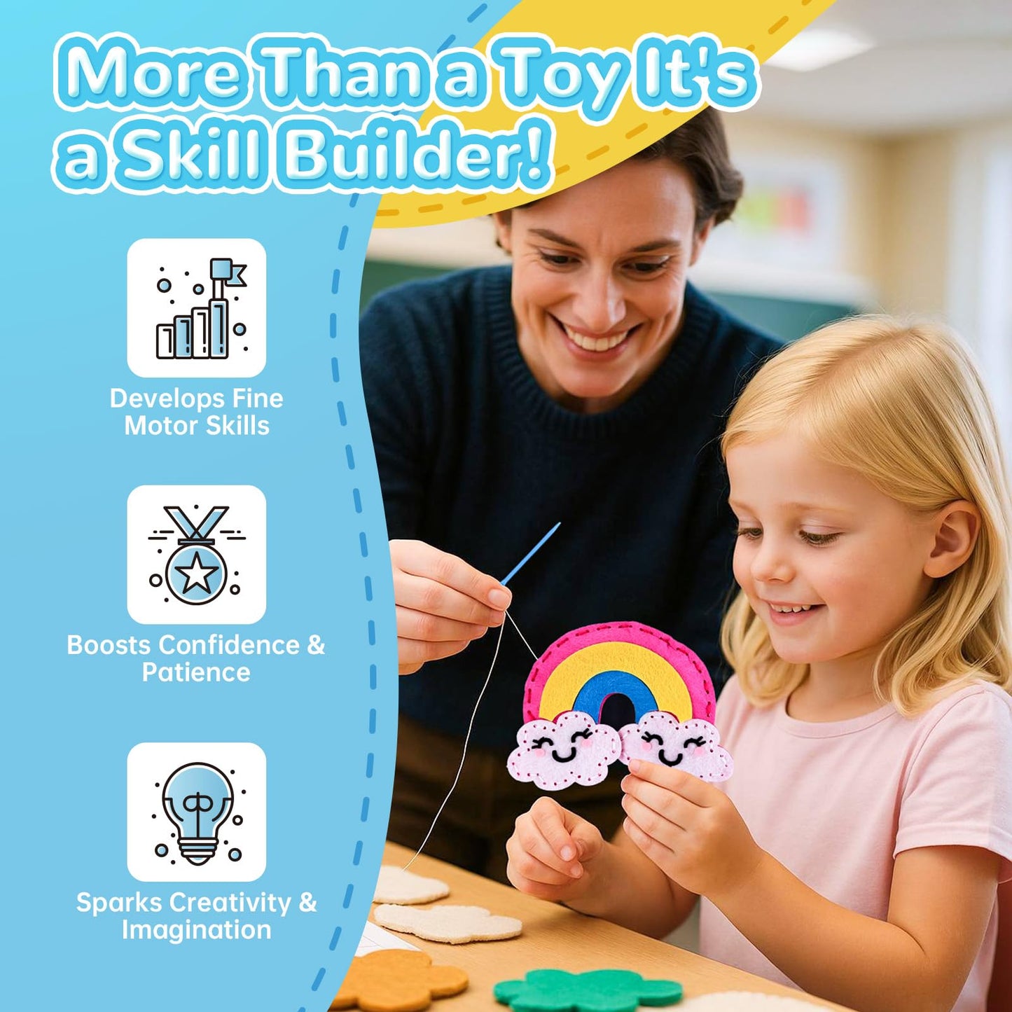 Cymbana Kids Sewing Kit – Create 5 Felt Plush Friends (Beginner Craft for 6+)