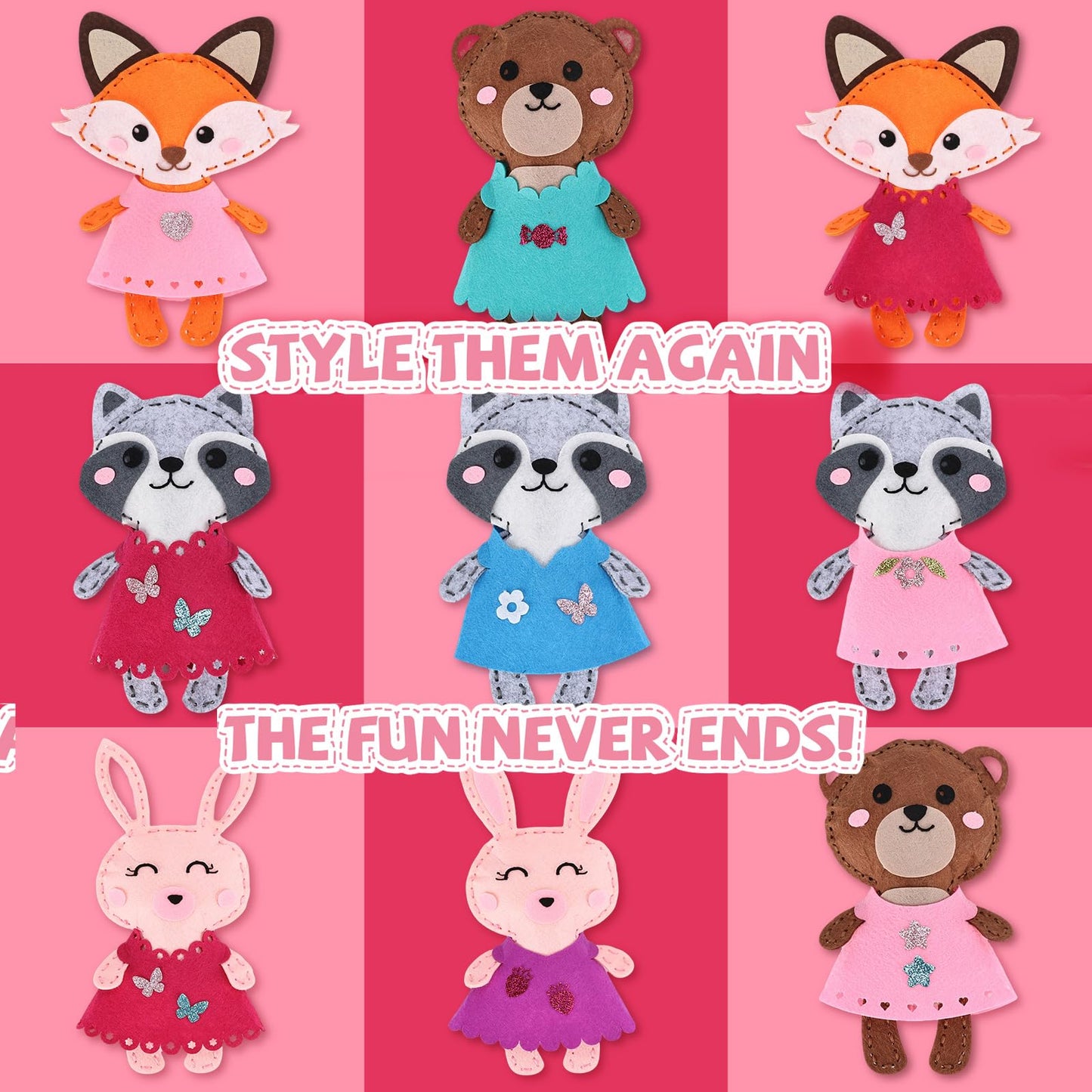Cymbana Kid Sewing Craft Kit — Learn to Sew 5 Animal Friends
