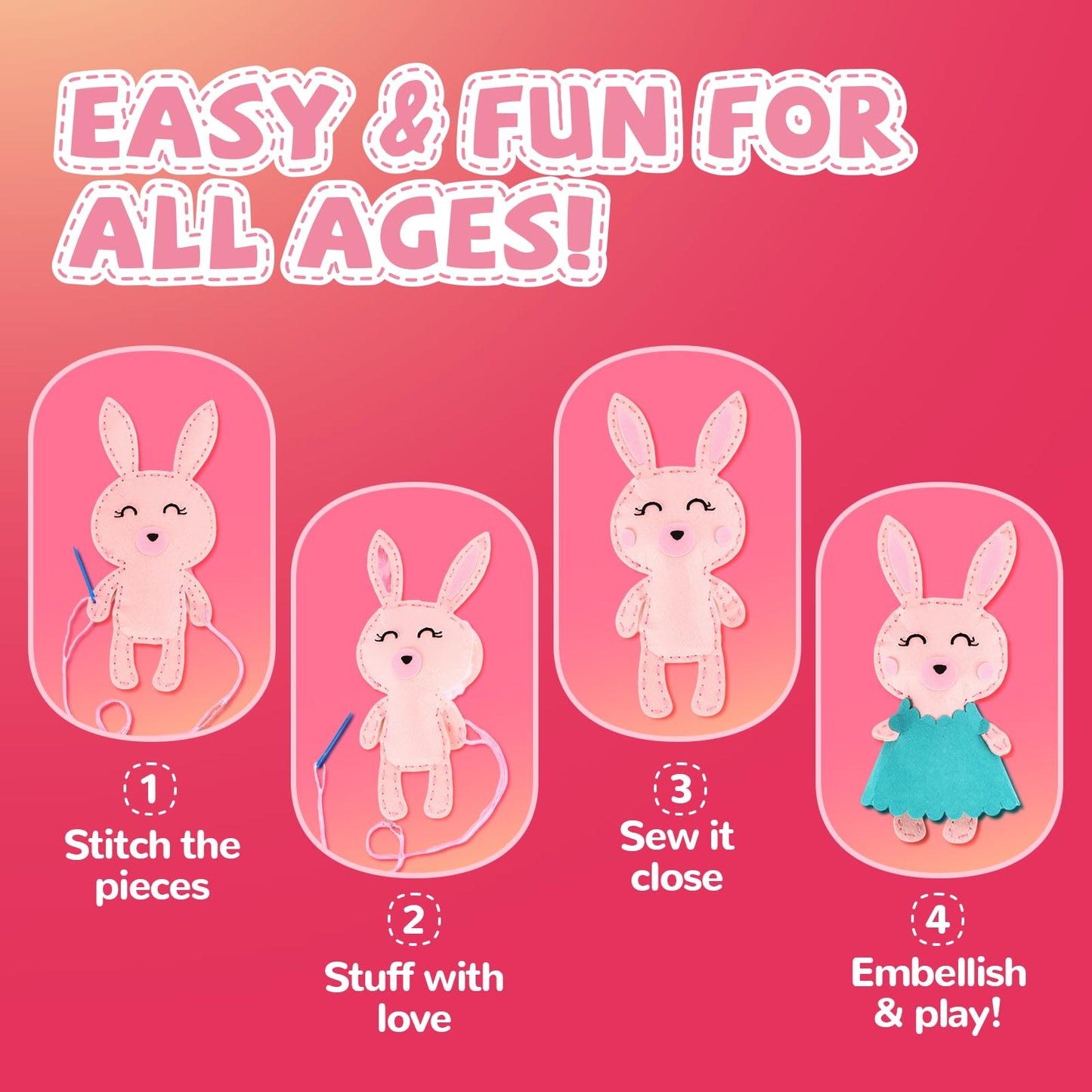 Cymbana Kid Sewing Craft Kit — Learn to Sew 5 Animal Friends