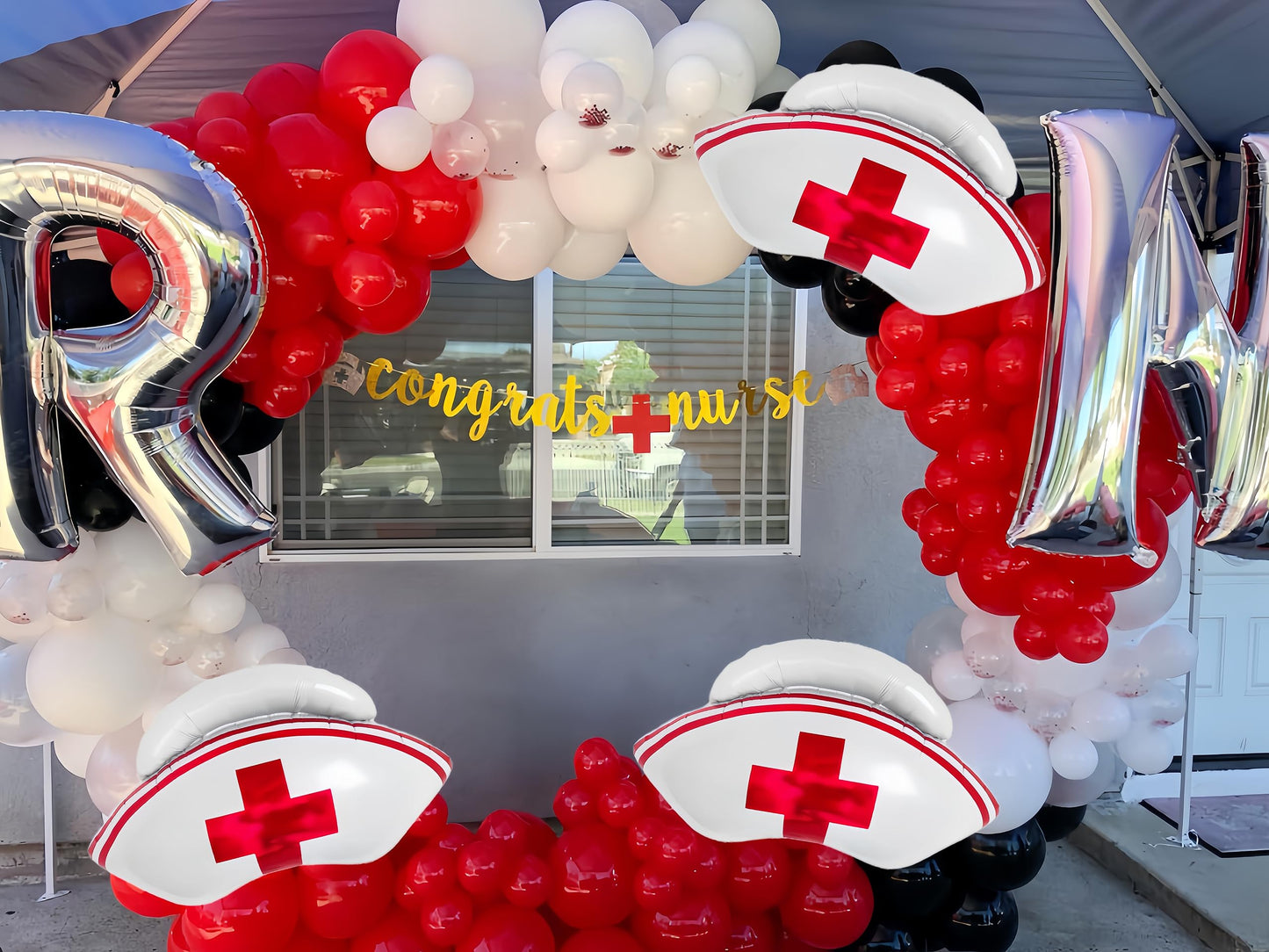 CYMYLAR Nurse Cap Balloons 3-Pack – Graduation Decorations for Nurses & Nursing School Celebrations