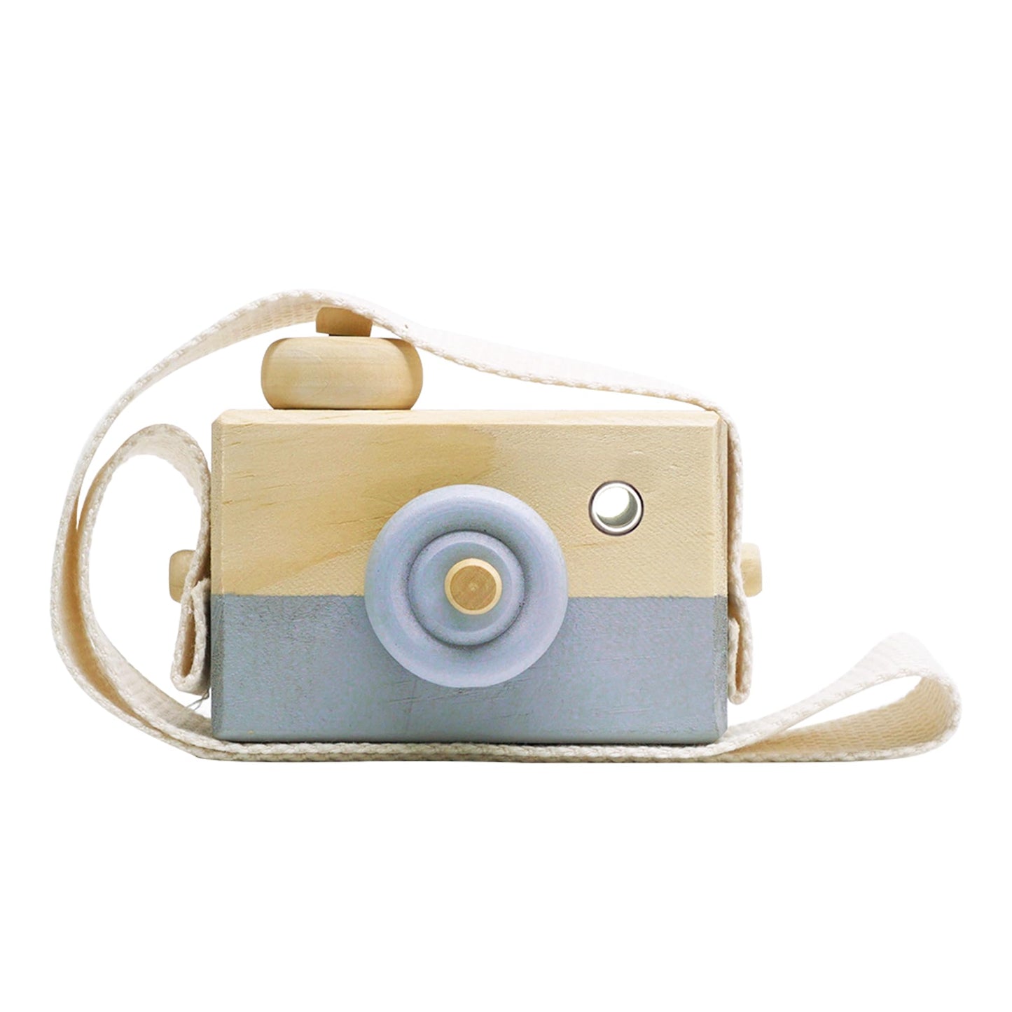 Cynzia Baby Toy Wooden Mini Camera - Gray, Neck-Hanging, Safe Paint, Portable Pretend Play Prop