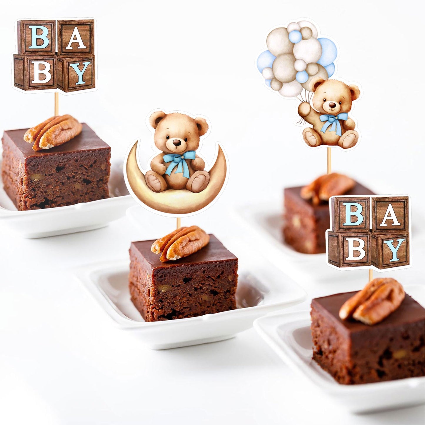 Cyodoos 36 PCS Baby Shower Bear Cupcake Toppers - Bear Theme Party Decorations