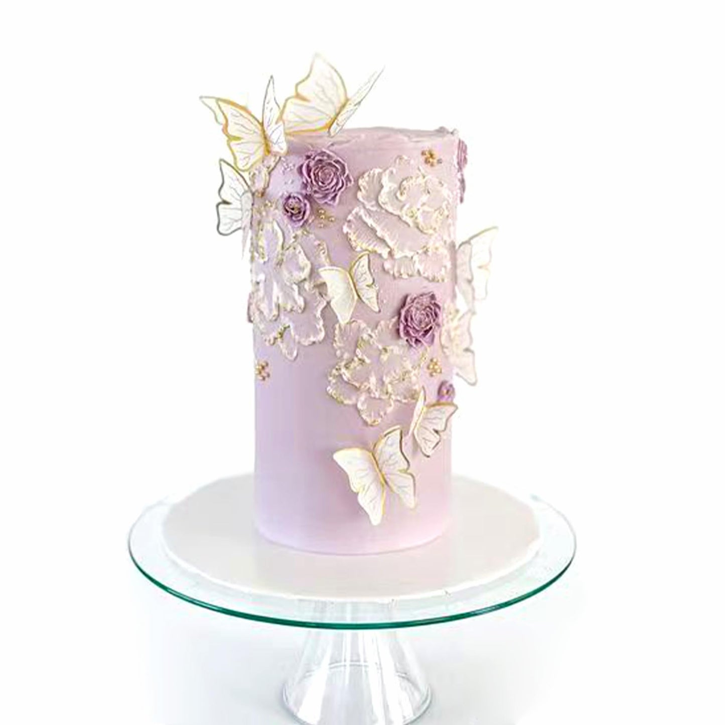 Cyodoos 30pc Purple Gold Edge 3D Butterfly Cake Toppers – Mixed Sizes