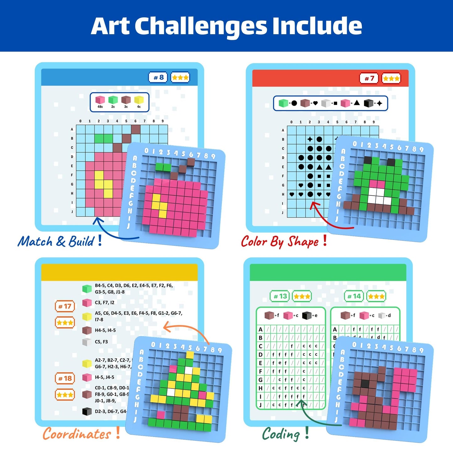 CYOEST Pixel Art Kit for Kids | STEM Art & Coding Toys for Ages 5-12 | Educational Craft Gift