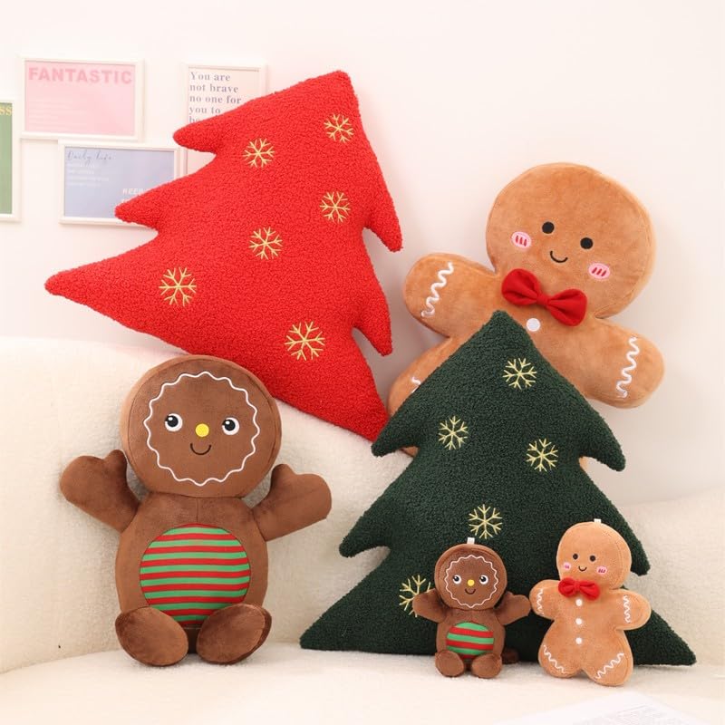 Cyprinus Carpio Gingerbread Man Pillow - 15.75in Christmas Plush Decor