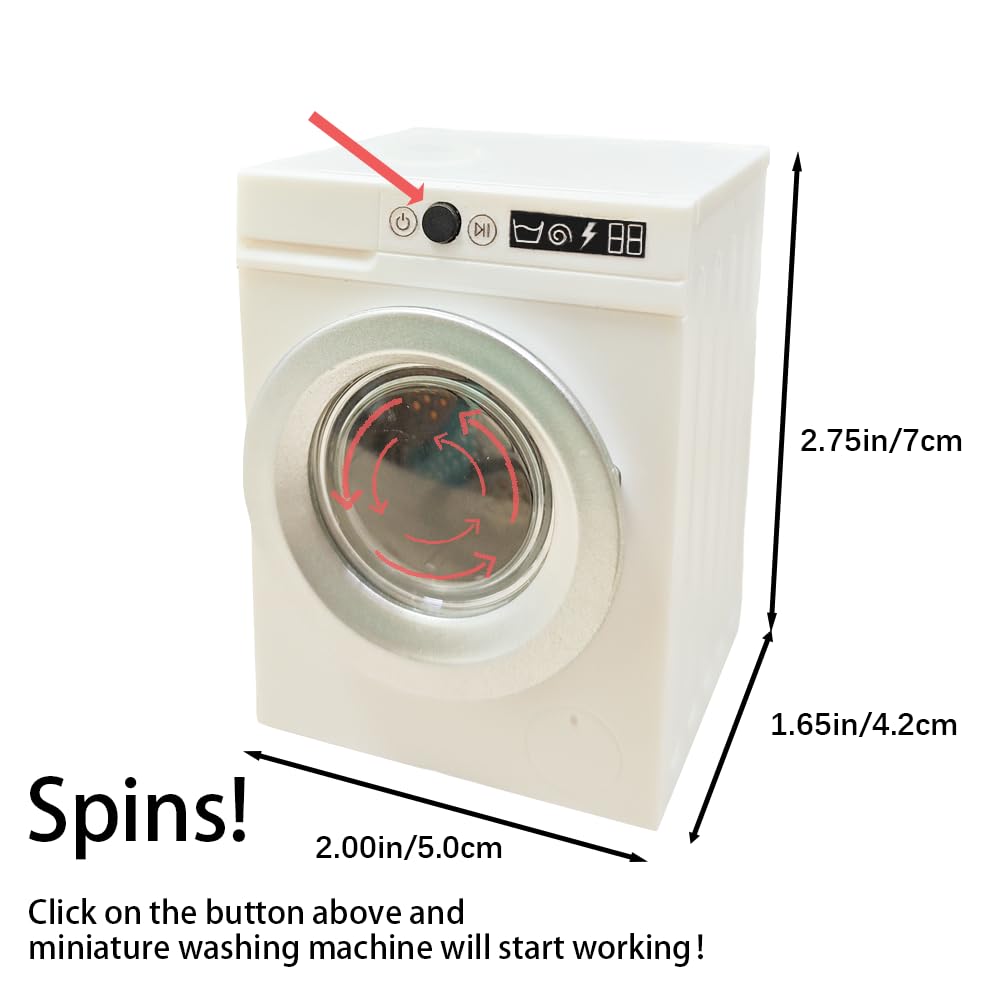 Cyraft 1:12 Scale Miniature Electric Washing Machine & Laundry Set | Realistic Dollhouse Accessories