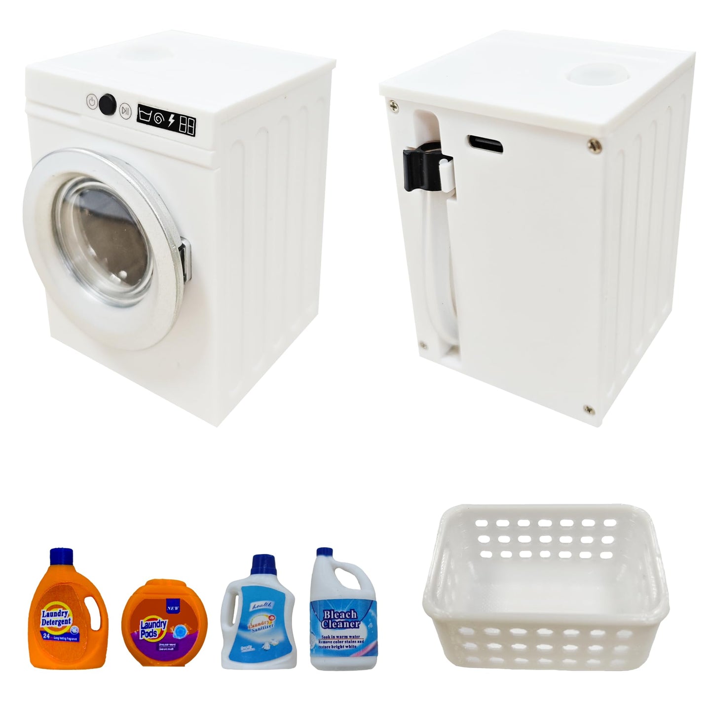 Cyraft 1:12 Scale Miniature Electric Washing Machine & Laundry Set | Realistic Dollhouse Accessories